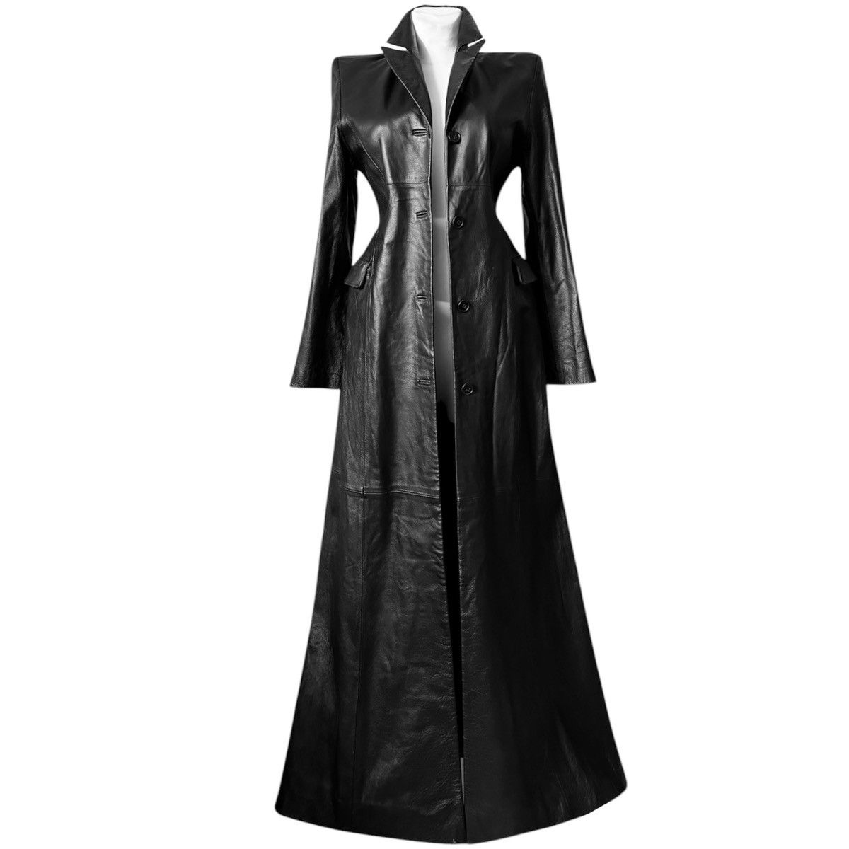 Vintage Super long matrix leather coat Size S / US 4 / IT 40 - 2 Thumbnail