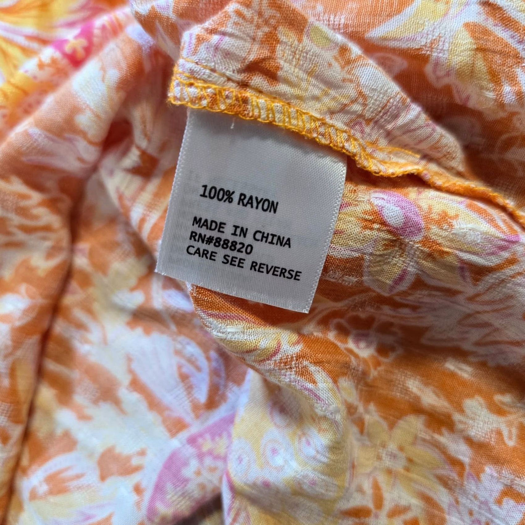 Rachel Zoe Rachel Zoe Top Womens L Orange Floral V Neck Flutter Sleeve Casual Shirt Blouse Regular Mill Rayon Summer Spring Womens Size L / US 10 / IT 46 - 7 Thumbnail