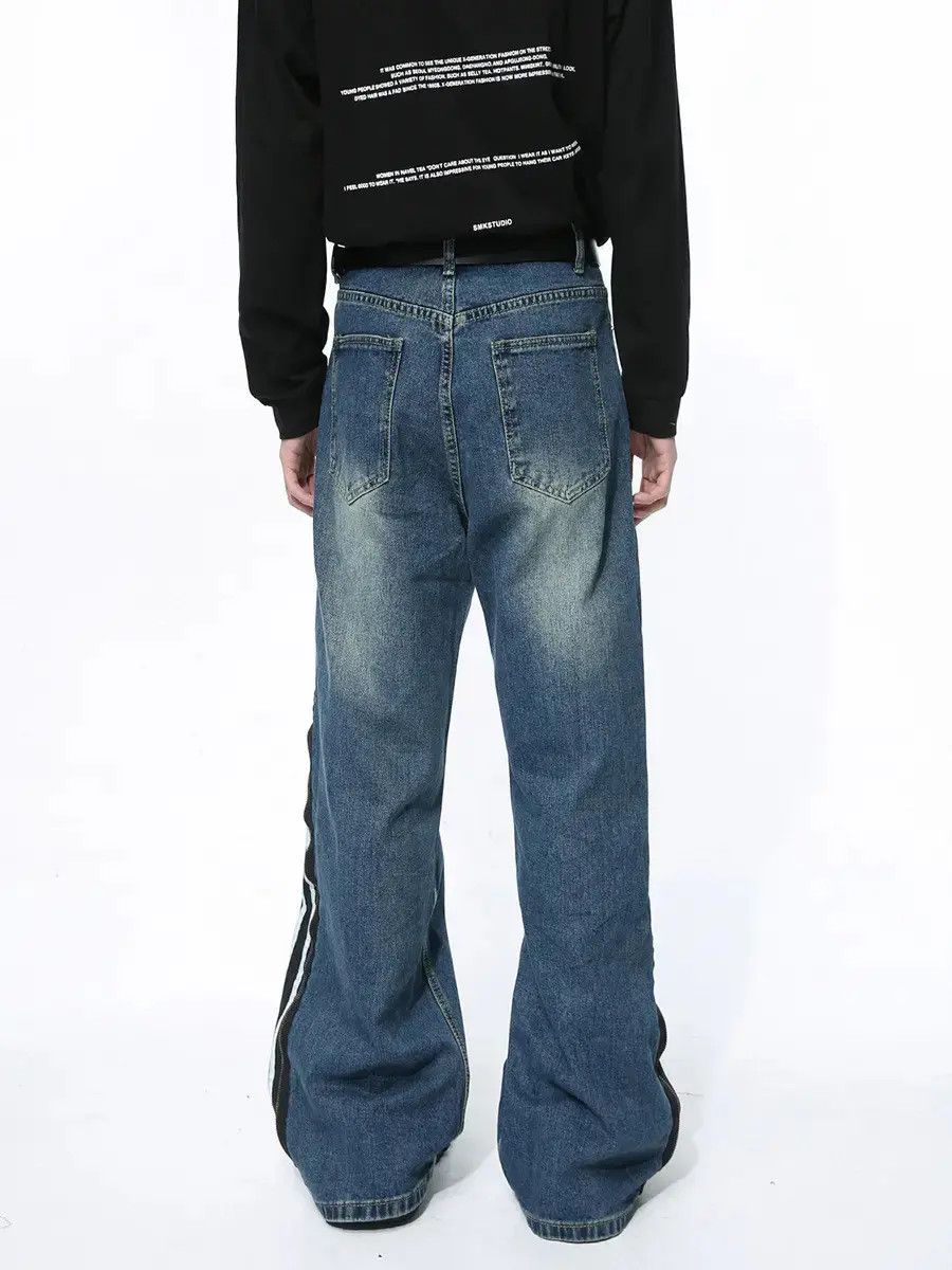 Japanese Brand Retro loose patchwork zipper jeans Size US 32 / EU 48 - 2 Thumbnail