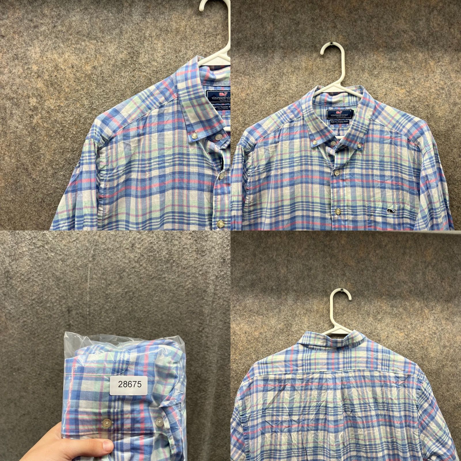 Vineyard Vines Vineyard Vines Shirt Mens Large Blue Button Down Slim Fit Tucker Madras Plaid Vintage Size US L / EU 52-54 / 3 - 8 Thumbnail