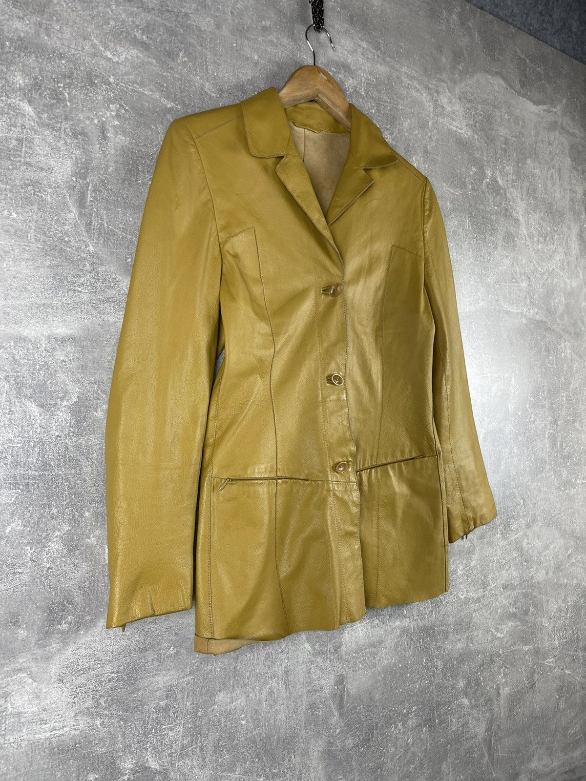 Genuine Leather × Mandelli Enrico Mandelli Leather Yellow Jacket Coat Size M / US 6-8 / IT 42-44 - 2 Thumbnail
