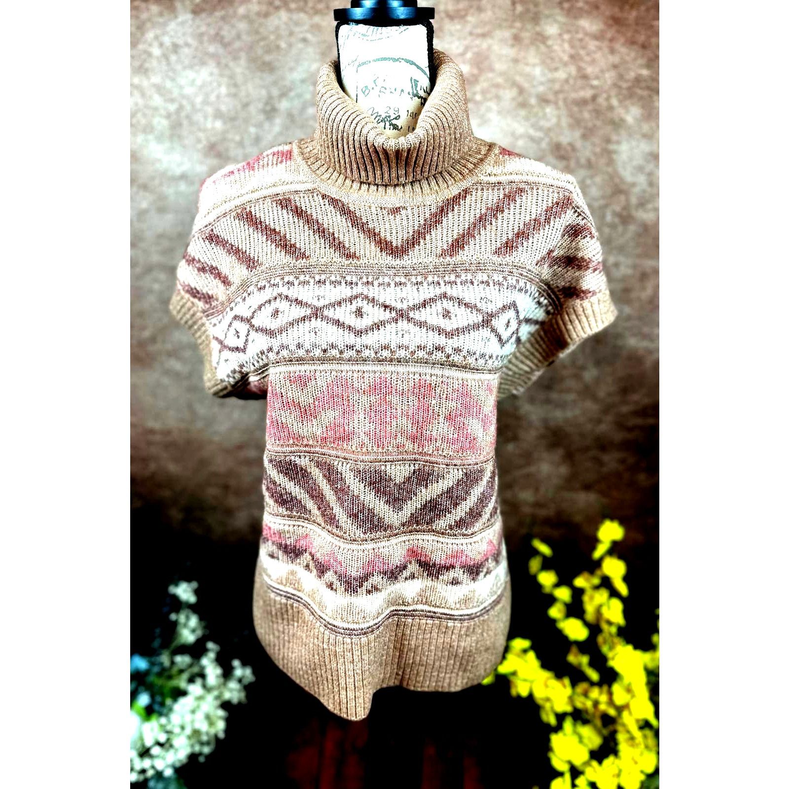 Other Design History Ribbed Cap Sleeved Turtleneck Brown Multi L Size L / US 10 / IT 46 - 2 Thumbnail