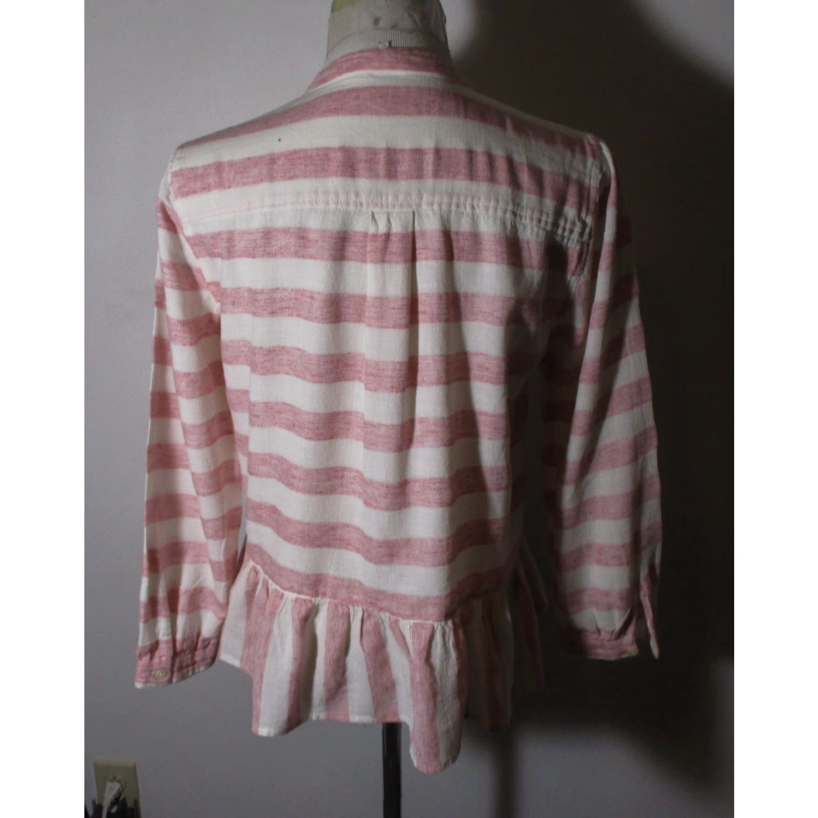 Lucky Brand LUCKY BRAND Pink Beige Pleated Hem Top M Shirt Womens Long Sleeve Button-Up V-Neck Knit Cotton Casual All Seasons Size M / US 6-8 / IT 42-44 - 5 Thumbnail