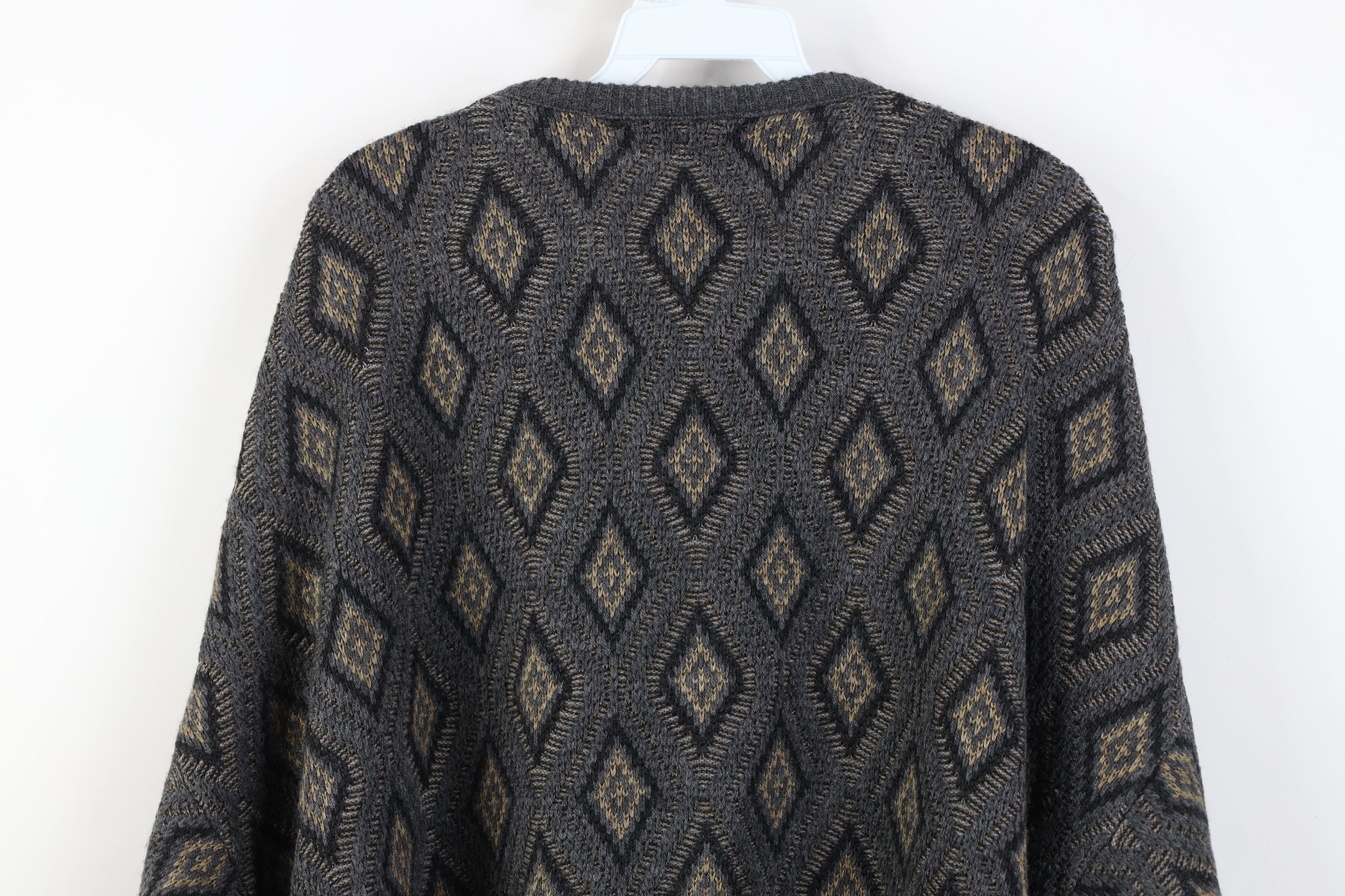 Vintage Vintage 90s Streetwear Geometric Knit Crewneck Sweater Size US XL / EU 56 / 4 - 9 Thumbnail