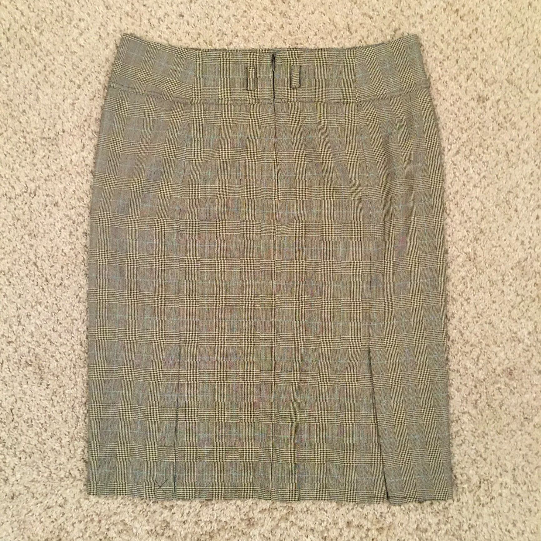 Vintage Preswick & Moore Skirt 10 Gray Blue Plaid Pencil Polyester Blend Lined Knee Length Women Size 32" / US 10 / IT 46 - 6 Thumbnail