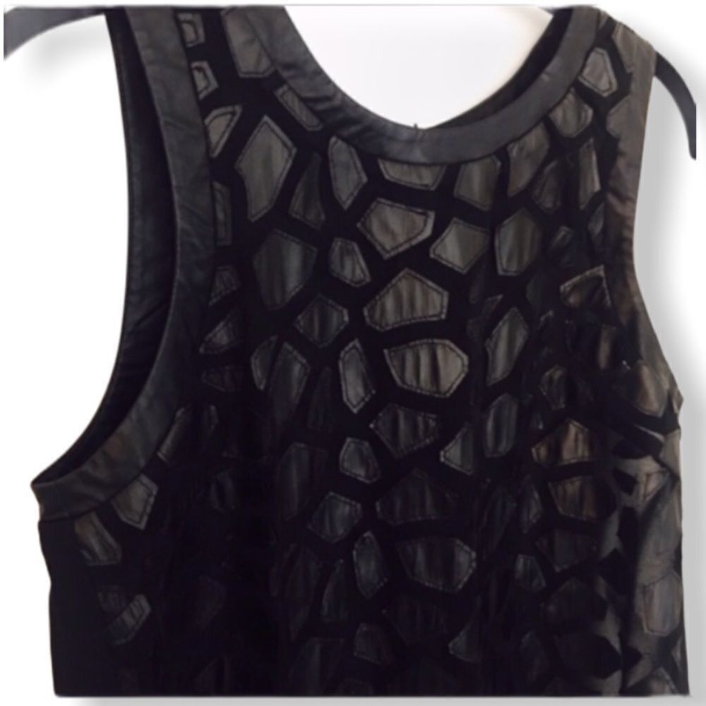 ASTR The Label ASTR Sheer Black Sleeveless Top Faux Leather Detail High-Low Size S / US 4 / IT 40 - 3 Thumbnail
