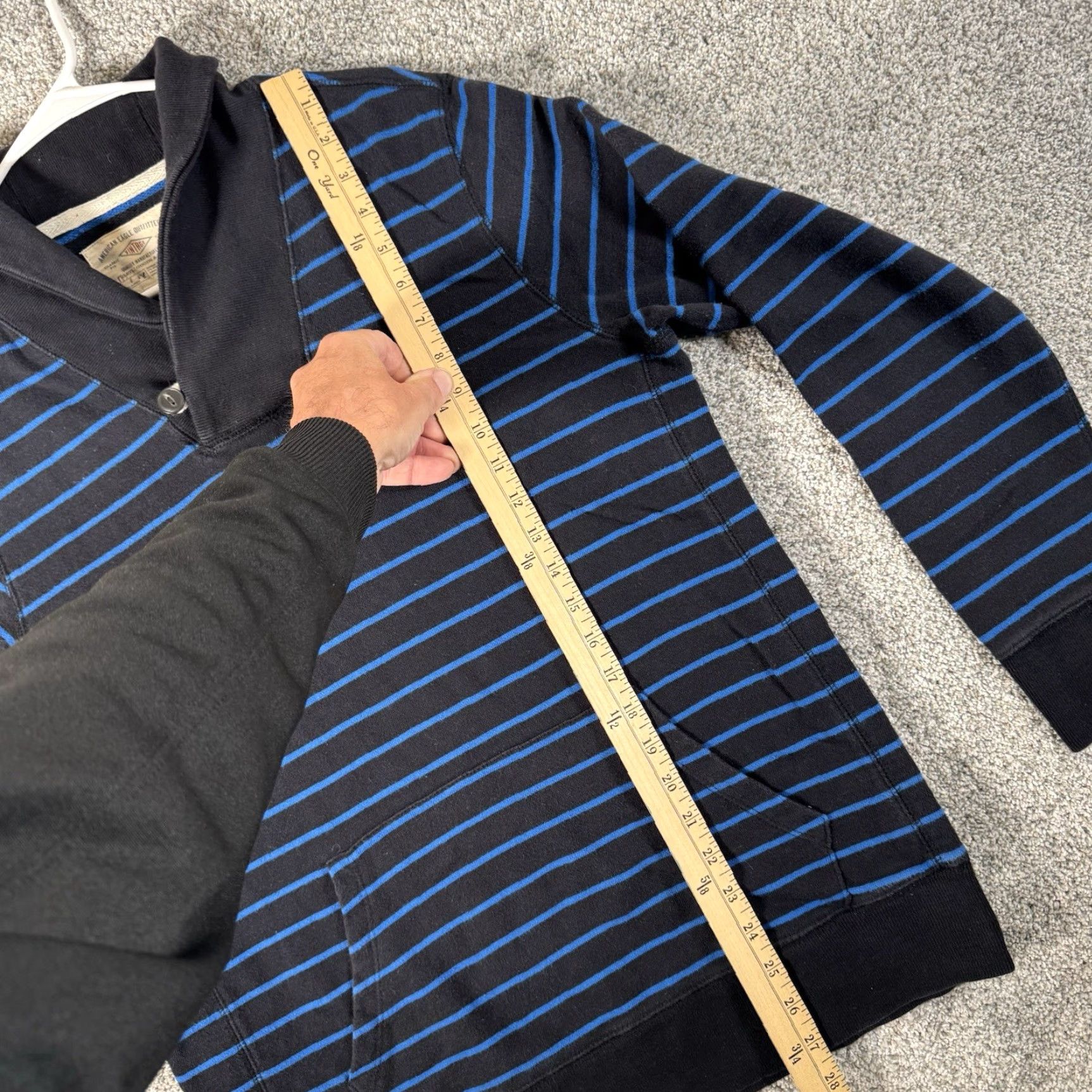American Eagle Outfitters VINTAGE American Eagle Outfitters Pullover Sweater M Shawl Collar Striped Knit's Cotton Preppy Layering Y2K Men Blues Long Sleeve Size US M / EU 48-50 / 2 - 2 Thumbnail