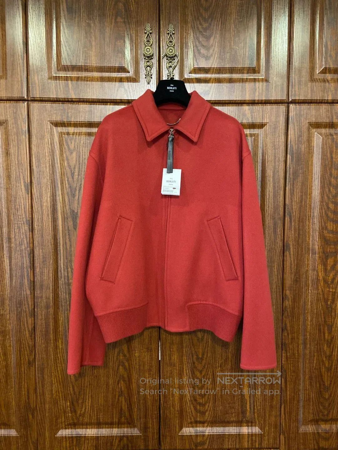 Berluti Red Collared Zip-Up Jacket Size L. Size US L / EU 52-54 / 3 - 1 Thumbnail