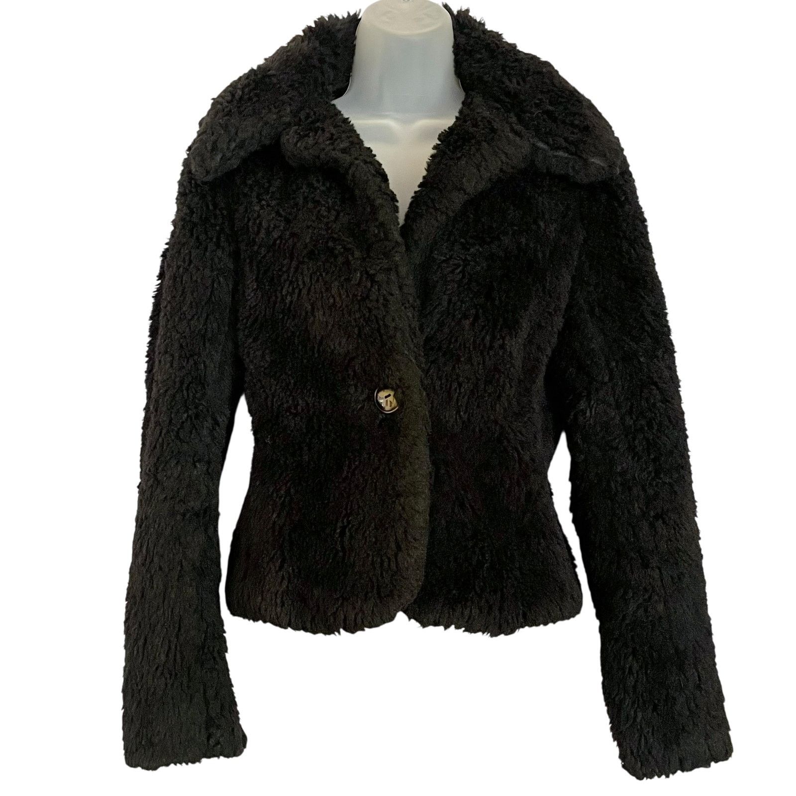 Betsey Johnson × Vintage Betsey Johnson 1990s Vintage Black Faux Fur Jacket Coat Size S / US 4 / IT 40 - 2 Thumbnail