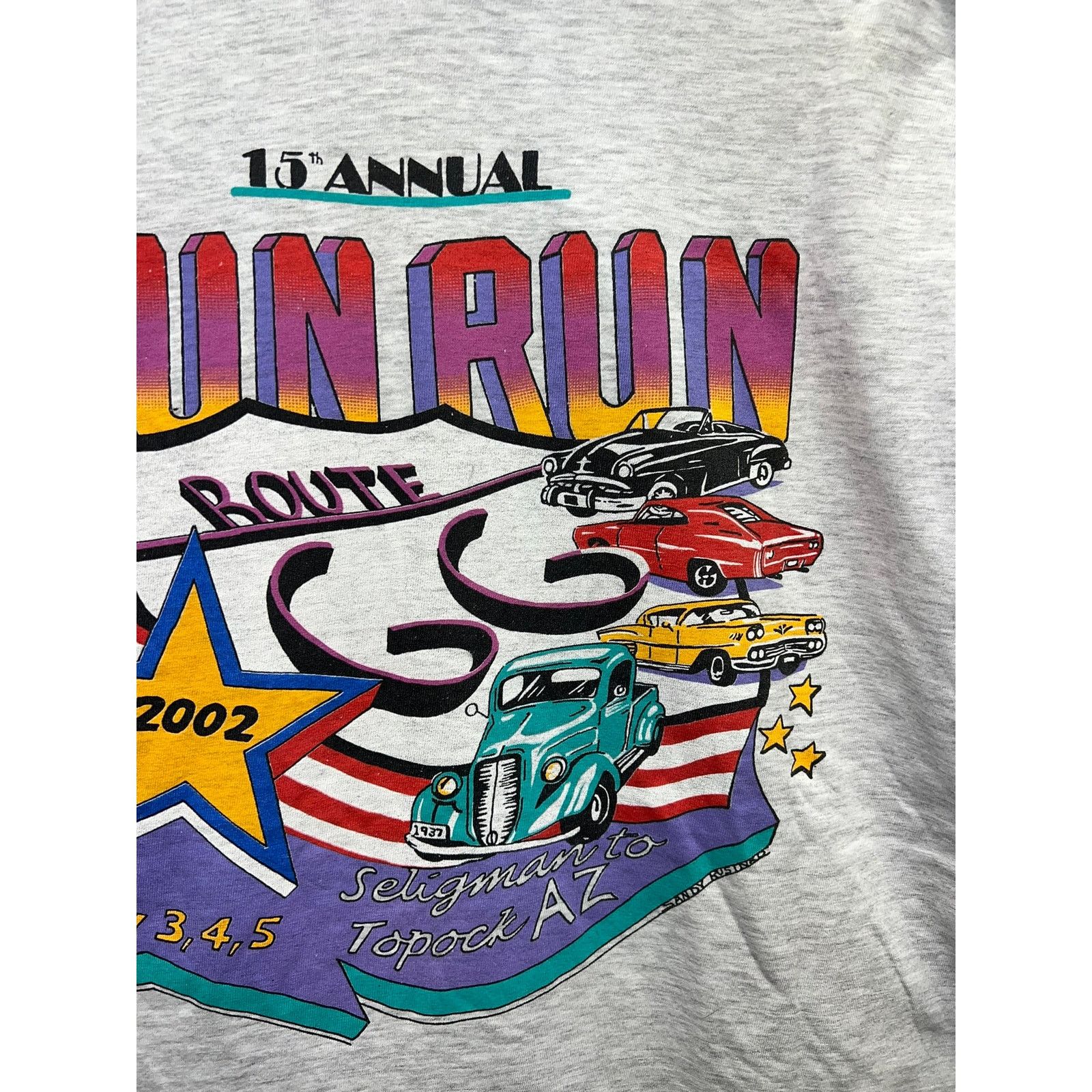 Hanes Vintage Route 66 Shirt 15th Annual Fun Run Arizona Car Tee Size US XL / EU 56 / 4 - 10 Thumbnail