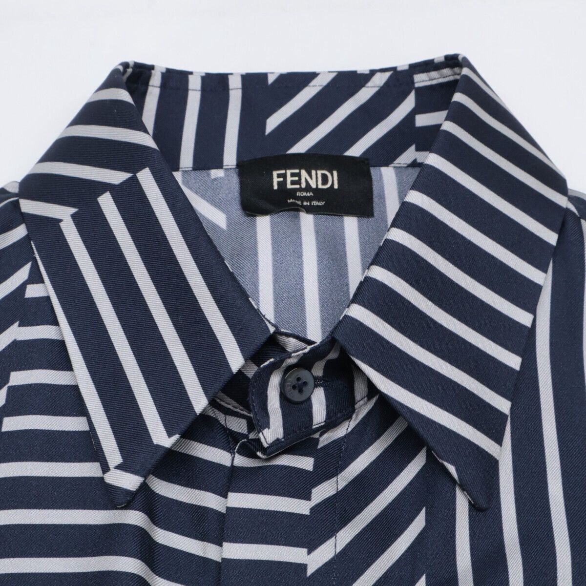 Fendi Fendi Silk FF Logo Geometric Stipe Pattern Shirt FS0795 #38 Size US M / EU 48-50 / 2 - 6 Thumbnail