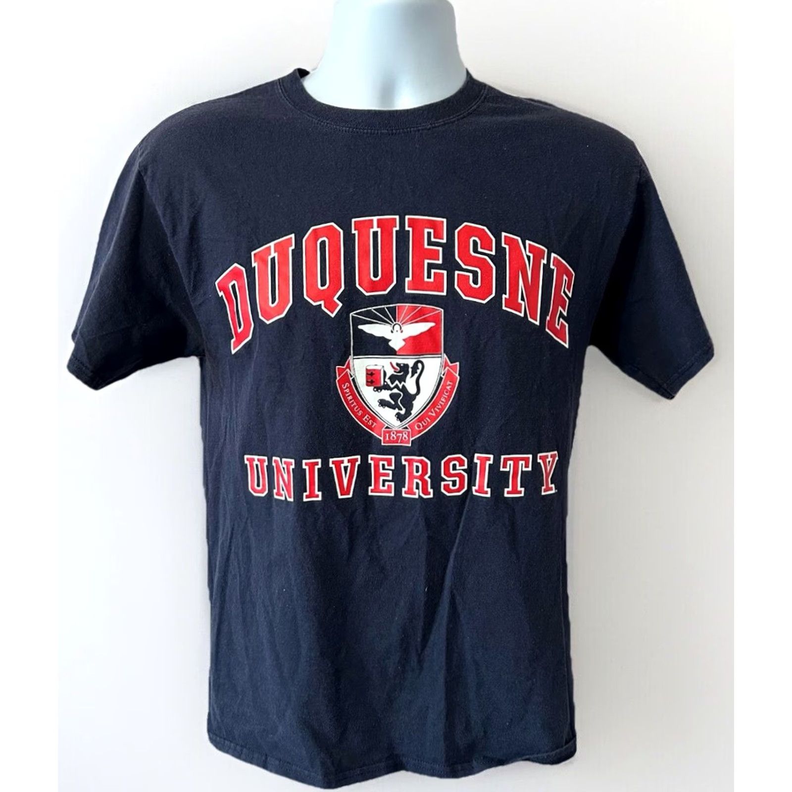 Champion VINTAGE? No — Duquesne Champion Shirt Men M Navy Blue Short Sleeve Crew Neck Shirt Size US M / EU 48-50 / 2 - 3 Thumbnail