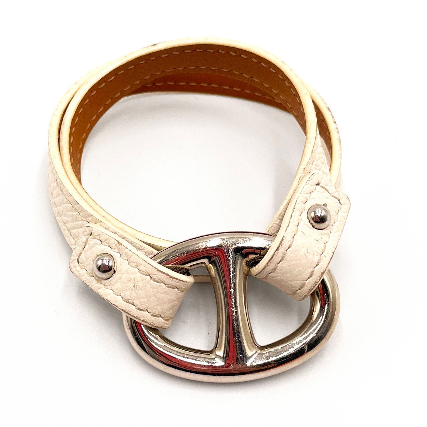 Hermes White Leather Bracelet Size ONE SIZE - 3 Thumbnail