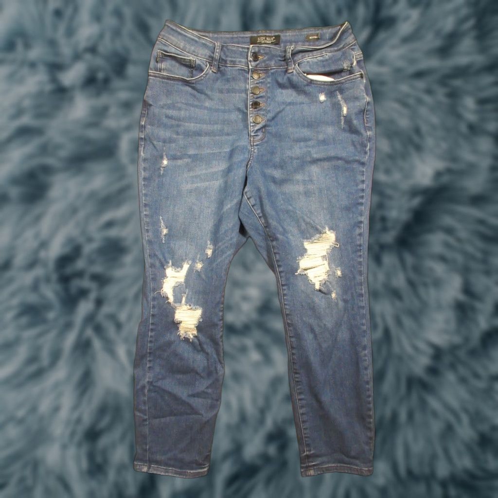 Denime Judy Blue Jeans Womens Boyfriend Fit 14W 30x29 Stretch Denim Distressed Size 30" / US 8 / IT 44 - 1 Thumbnail