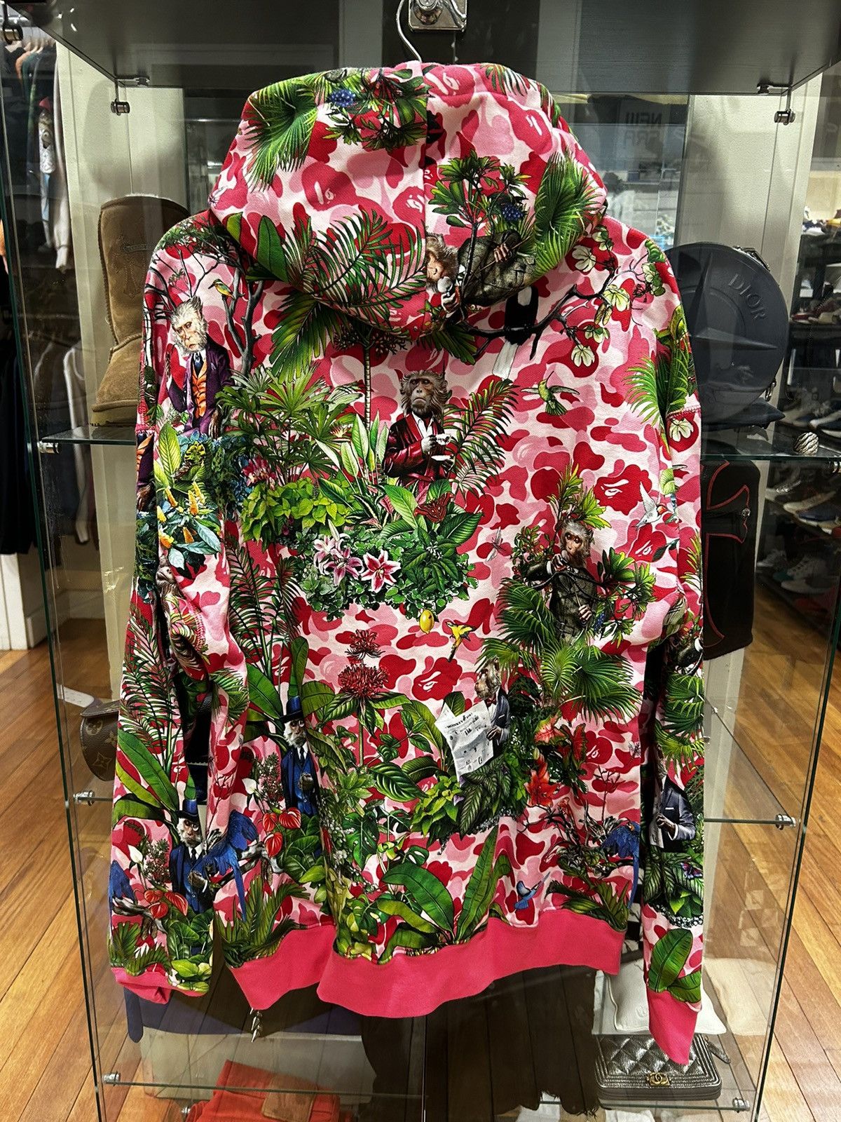 Bape Bape X Monkey 47 Pullover Hoodie Pink Size US XL / EU 56 / 4 - 2 Thumbnail