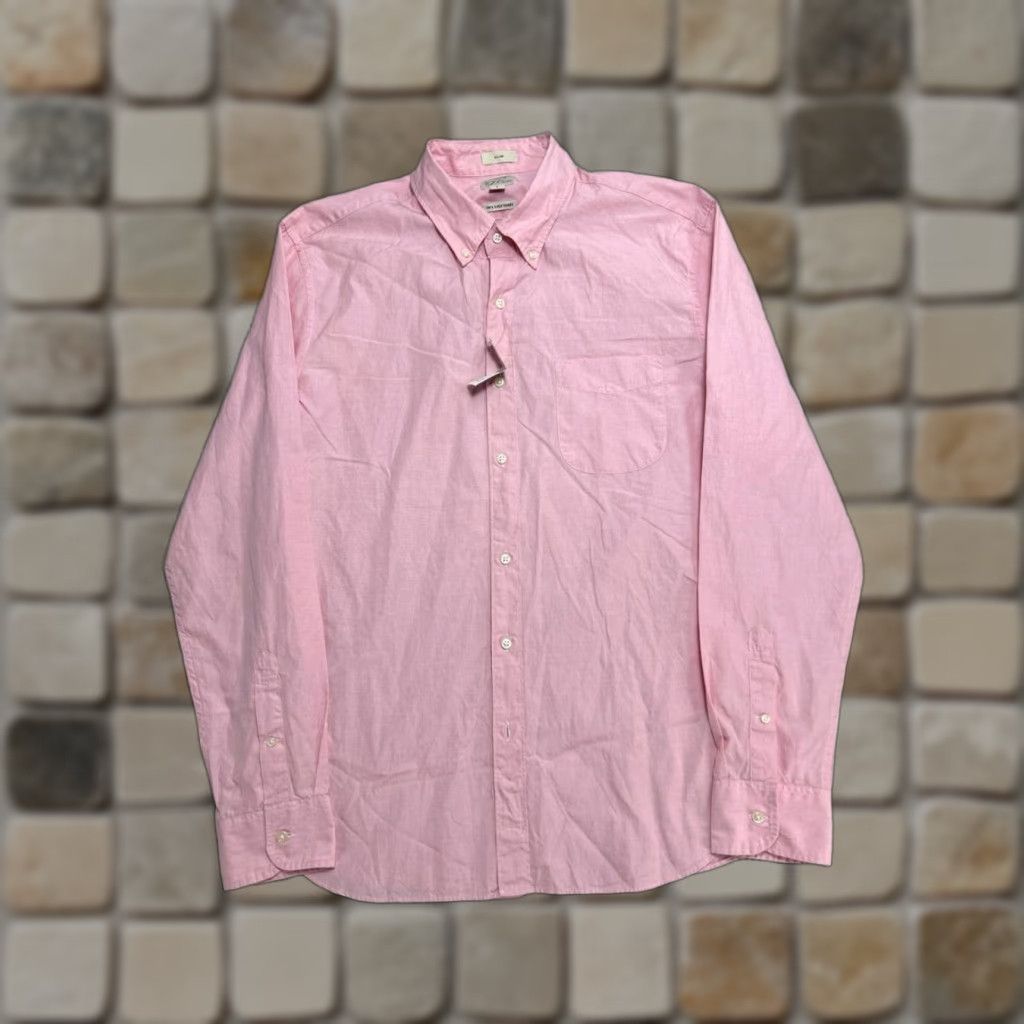 J.Crew J.CREW Shirt Mens Large Pink Organic Cotton Slim Button-Down Dress Shirt Size US L / EU 52-54 / 3 - 1 Thumbnail