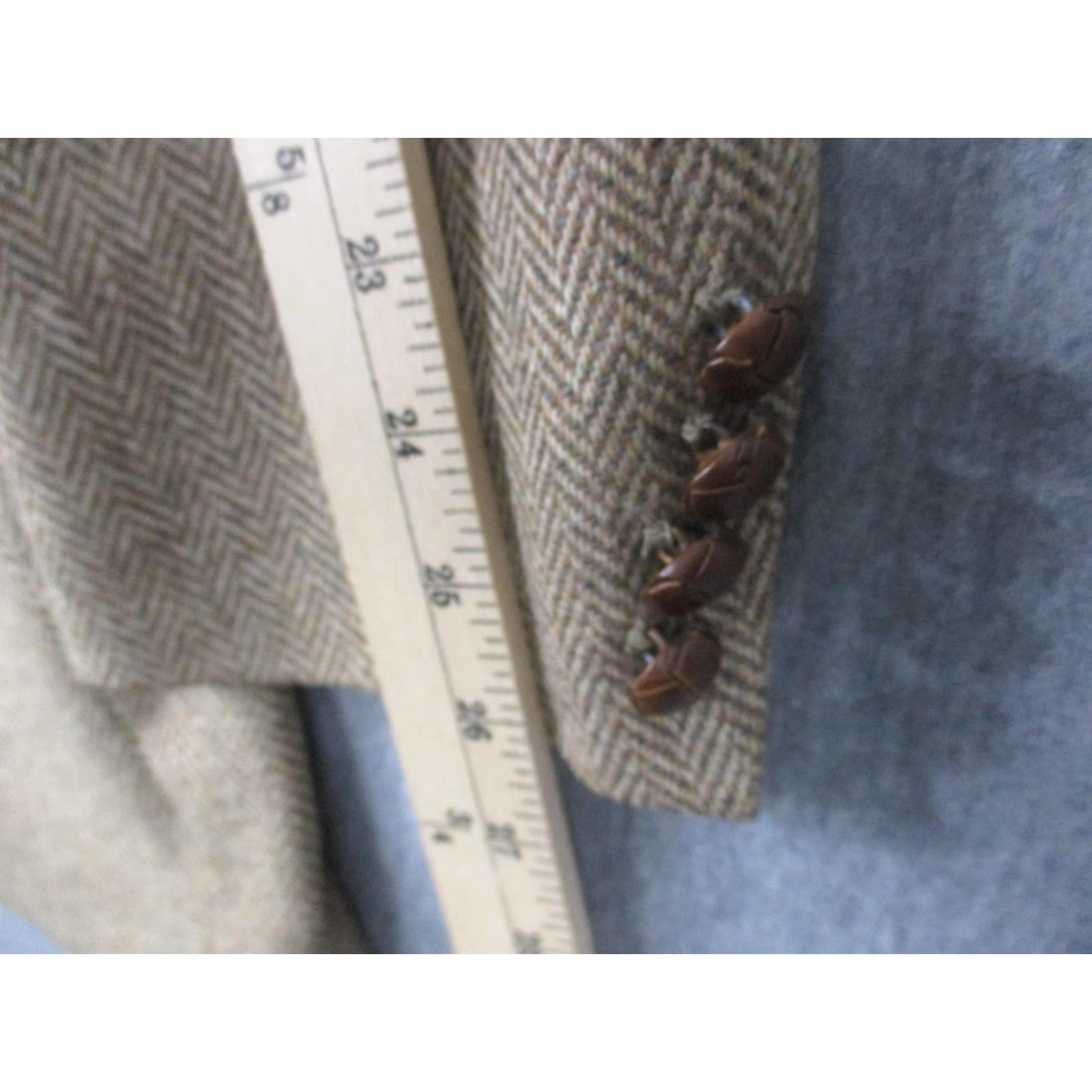 Chaps VINTAGE Chaps Ralph Lauren Blazer Mens Large Brown Wool Herringbone Made USA 90s Sport Coat Size 44R - 5 Thumbnail