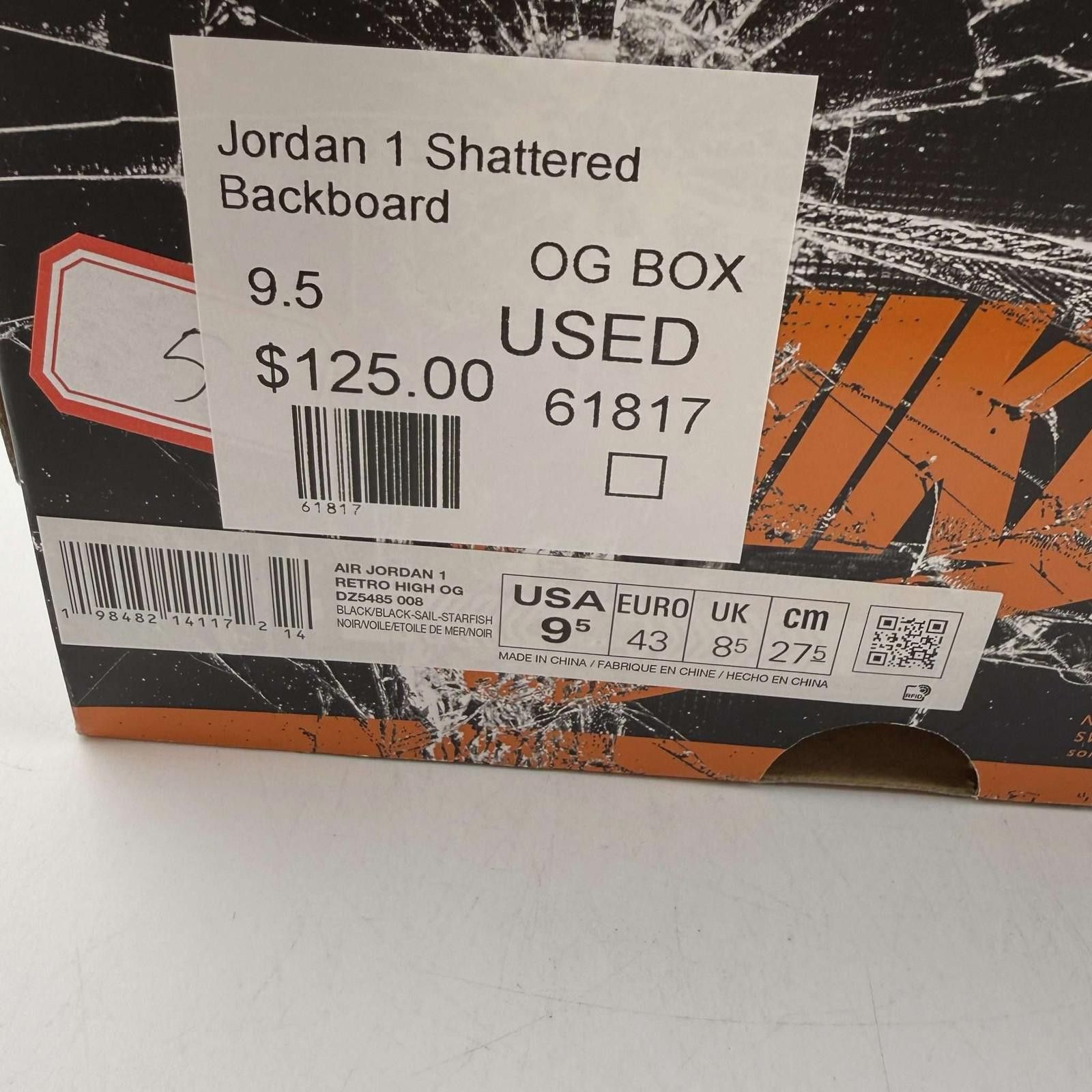 Nike Air Jordan 1 Shattered Backboard OG Box 9.5 Used Size US 9.5 / EU 42-43 - 9 Thumbnail