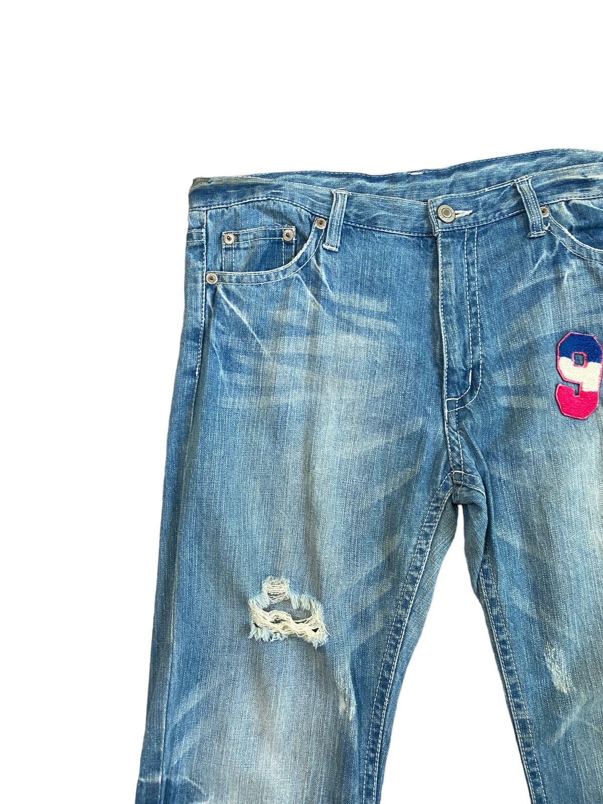 Japanese Brand 🔥 Rare Co & Lu Printed Logo 95 Patches Acid Wash Denim Size US 34 / EU 50 - 4 Thumbnail
