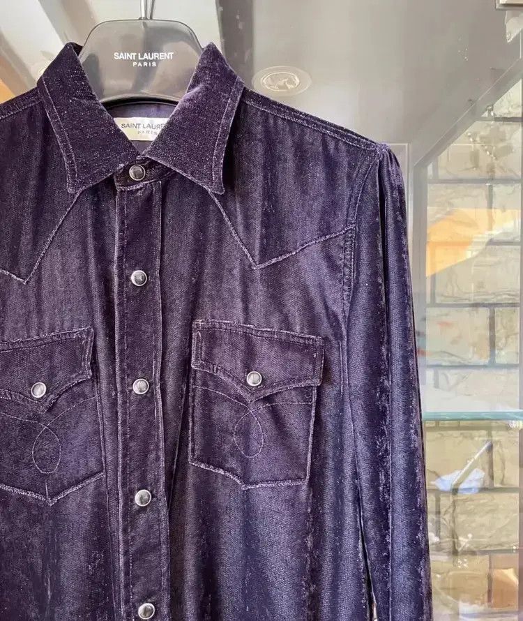 Saint Laurent Paris Saint Laurent Paris 16AW Velvet Western Shirt Size US M / EU 48-50 / 2 - 2 Thumbnail
