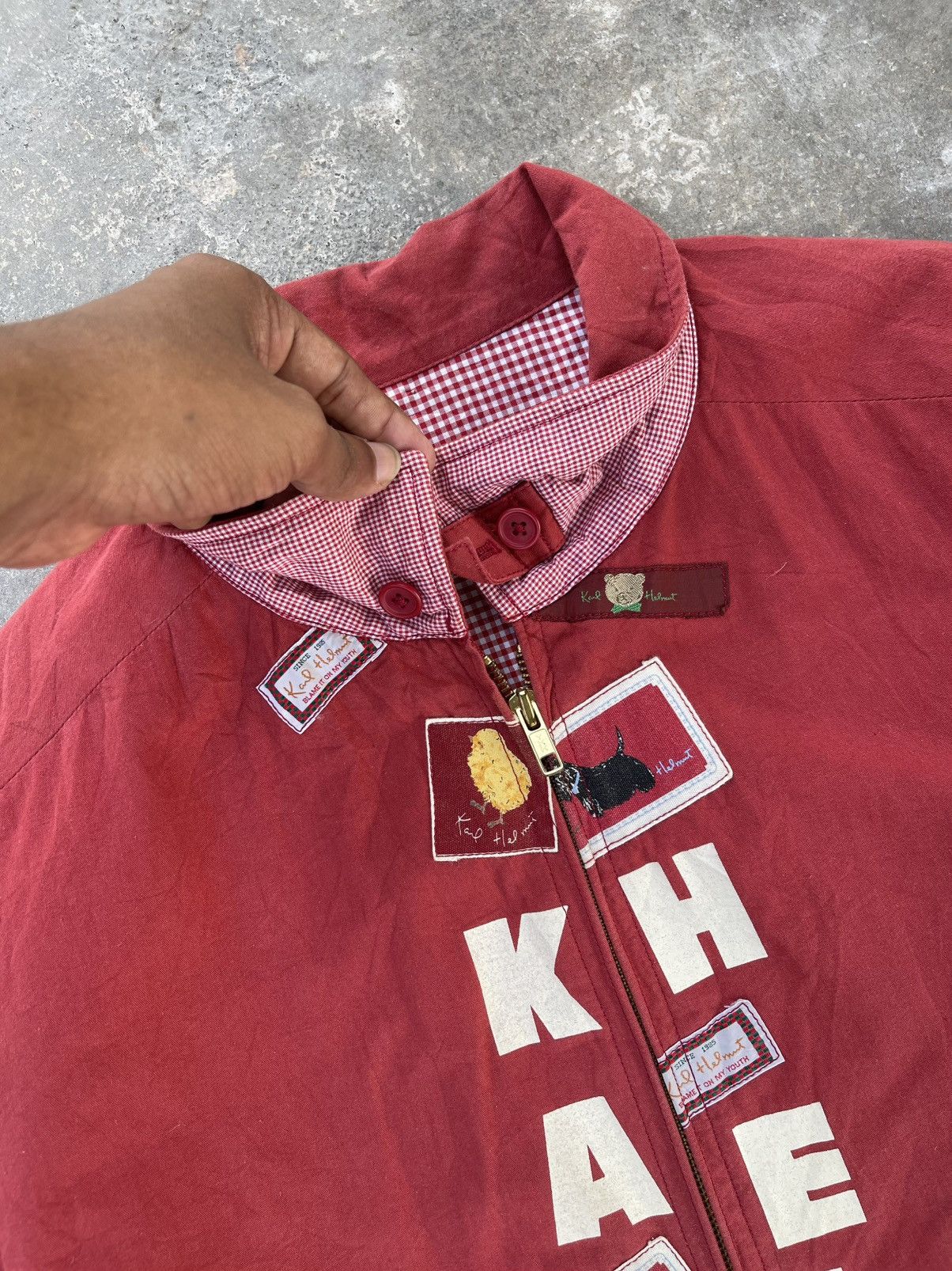 Japanese Brand × Karl Helmut 🔥Vintage 90s Karl Helmut Japan Patches Bomber Jacket Size US L / EU 52-54 / 3 - 8 Thumbnail