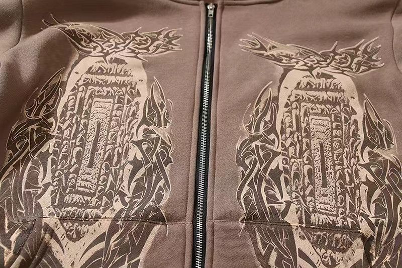 Japanese Brand × Vintage Street Retro Embossed Print Loose Hooded Sweatshirt Size US XL / EU 56 / 4 - 6 Thumbnail