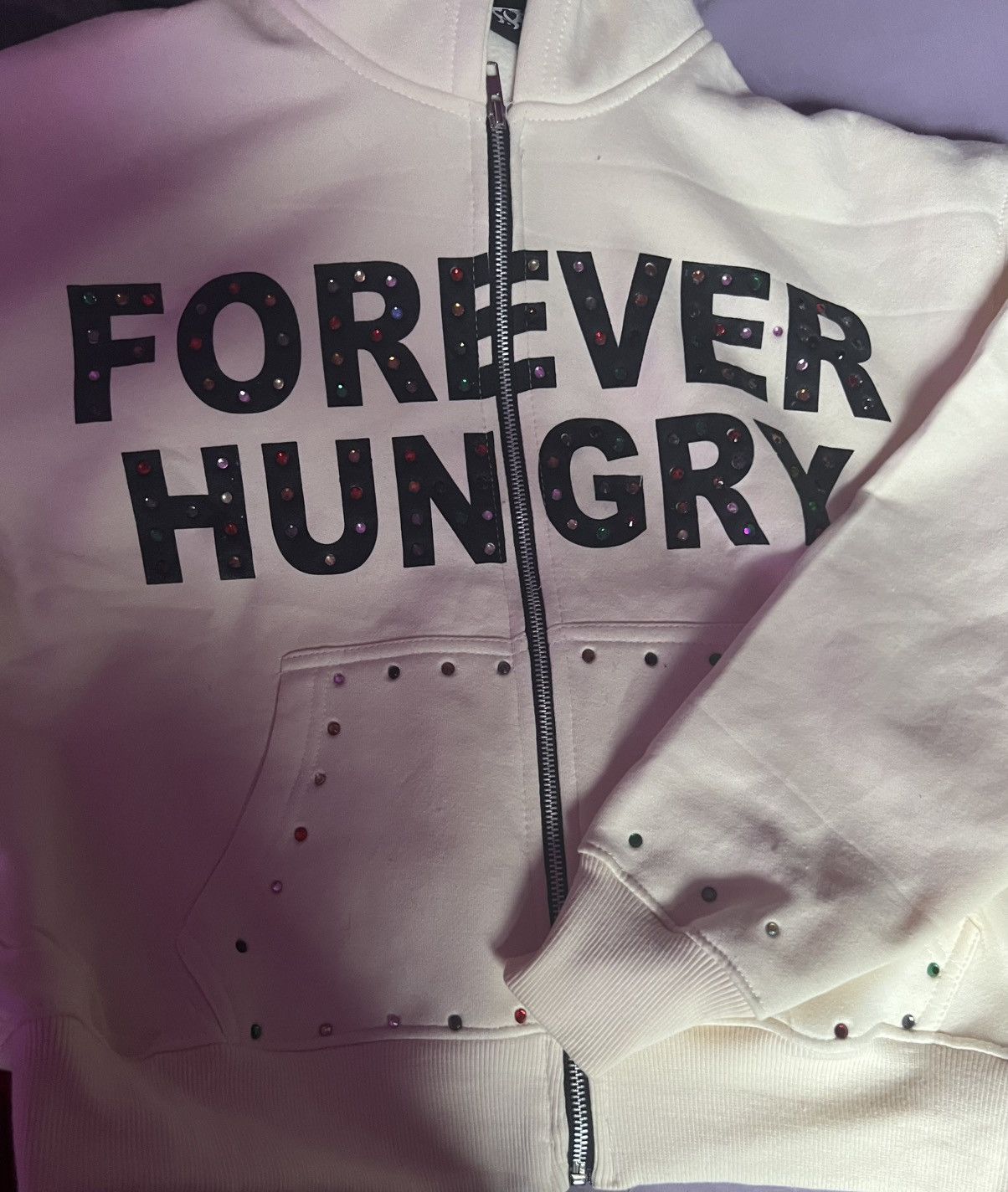 Other Custom cream zip up hoodie with rhinestones Size US S / EU 44-46 / 1 - 1 Thumbnail
