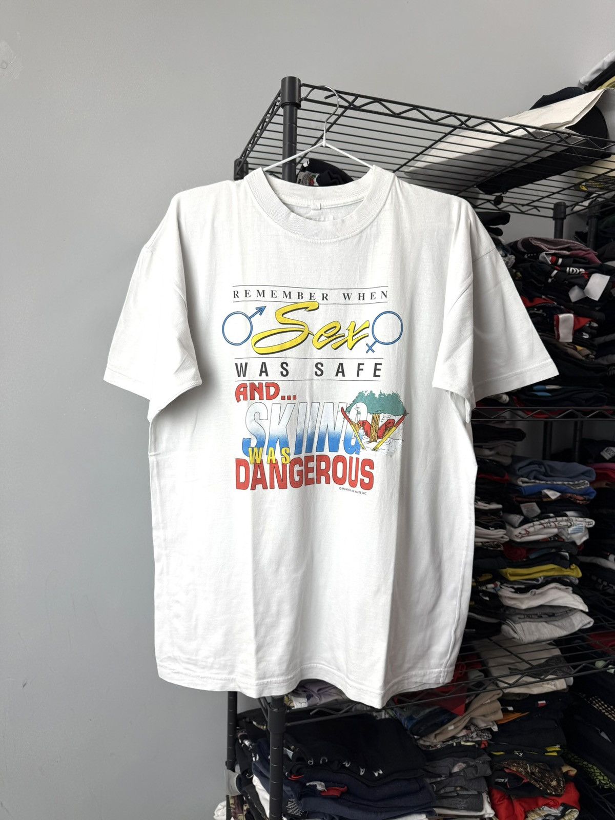 Vintage Rare! Vintage 1990’s Sex Was Safe Art T Shirt Funny Size US M / EU 48-50 / 2 - 1 Thumbnail
