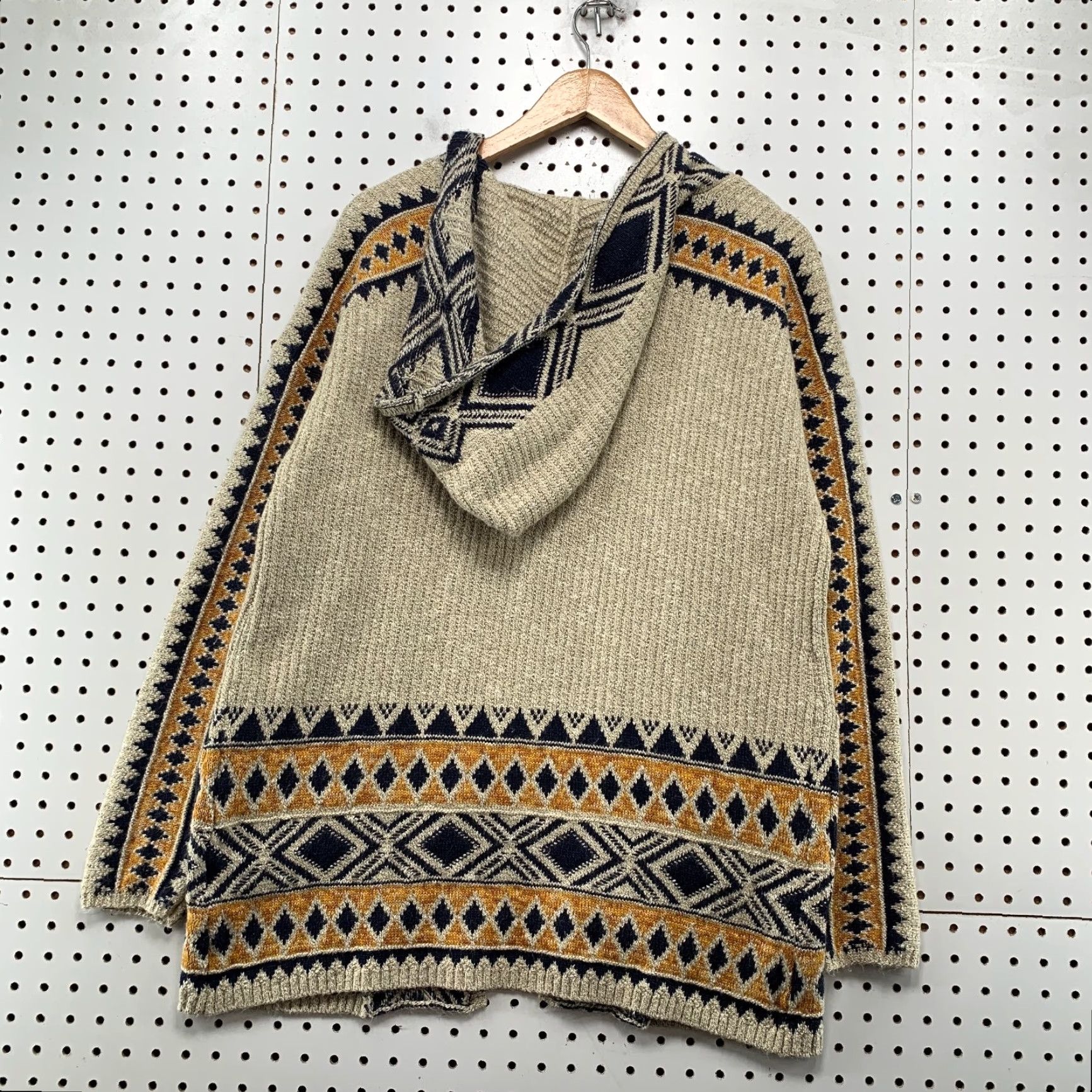 Lucky Brand Lucky Brand Aztec Cardigan Sweater Womens Large Beige Cotton Blend Size L / US 10 / IT 46 - 2 Thumbnail