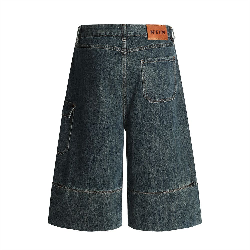 Japanese Brand × Jean Men's loose cargo vintage washed distressed denim shorts Size US 32 / EU 48 - 3 Thumbnail