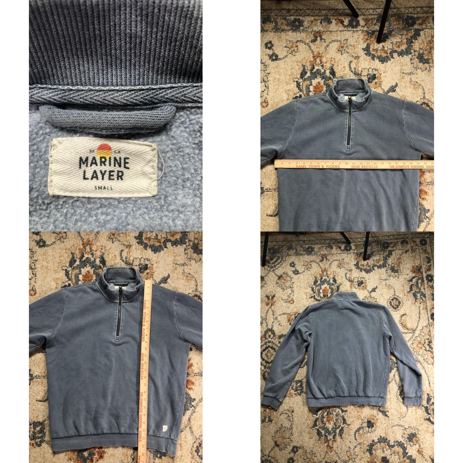 Marine Layer Marine Layer Sweatshirt Mens Small Blue 1/4 Zip Fleece Mock Neck Logo Pullover Size US S / EU 44-46 / 1 - 8 Thumbnail