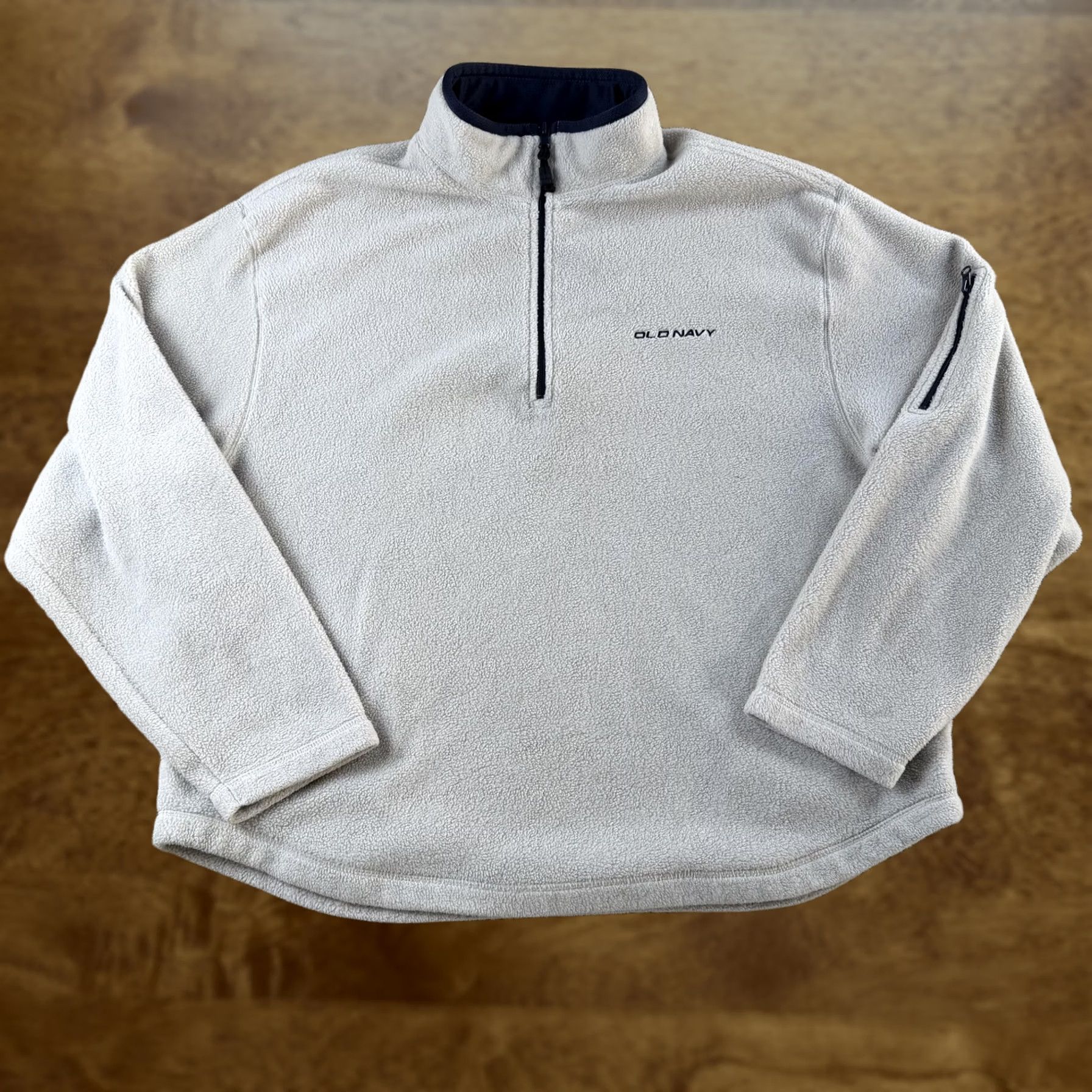 Old Navy Old Navy Mens XL Beige 1/4 Zip Mock Neck Fleece Pullover Casual Sweater Size US XL / EU 56 / 4 - 1 Thumbnail