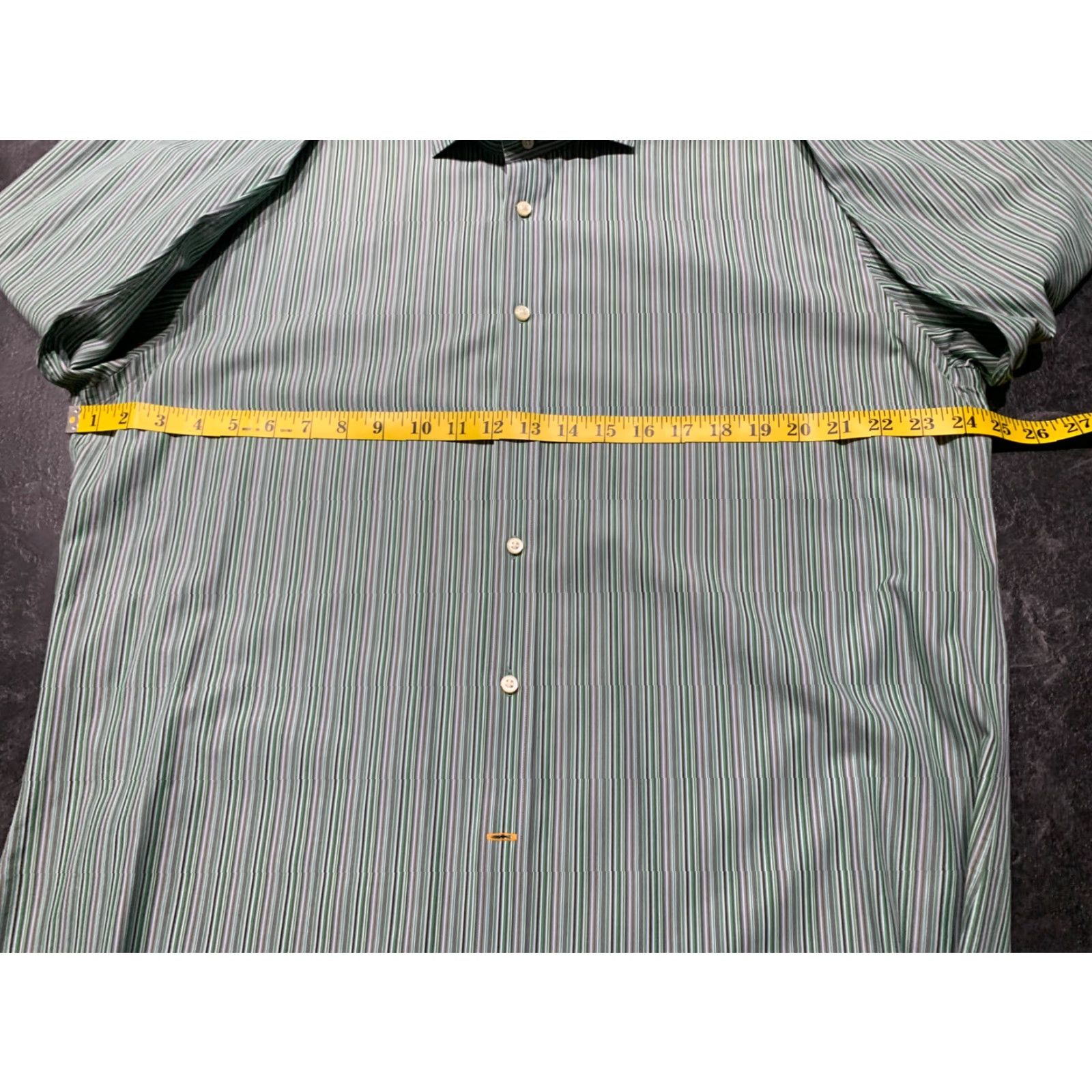 Vintage THOMAS DEAN Striped Cotton Dress Shirt Red Large Long Sleeve Casual Mens Size 42R - 6 Thumbnail