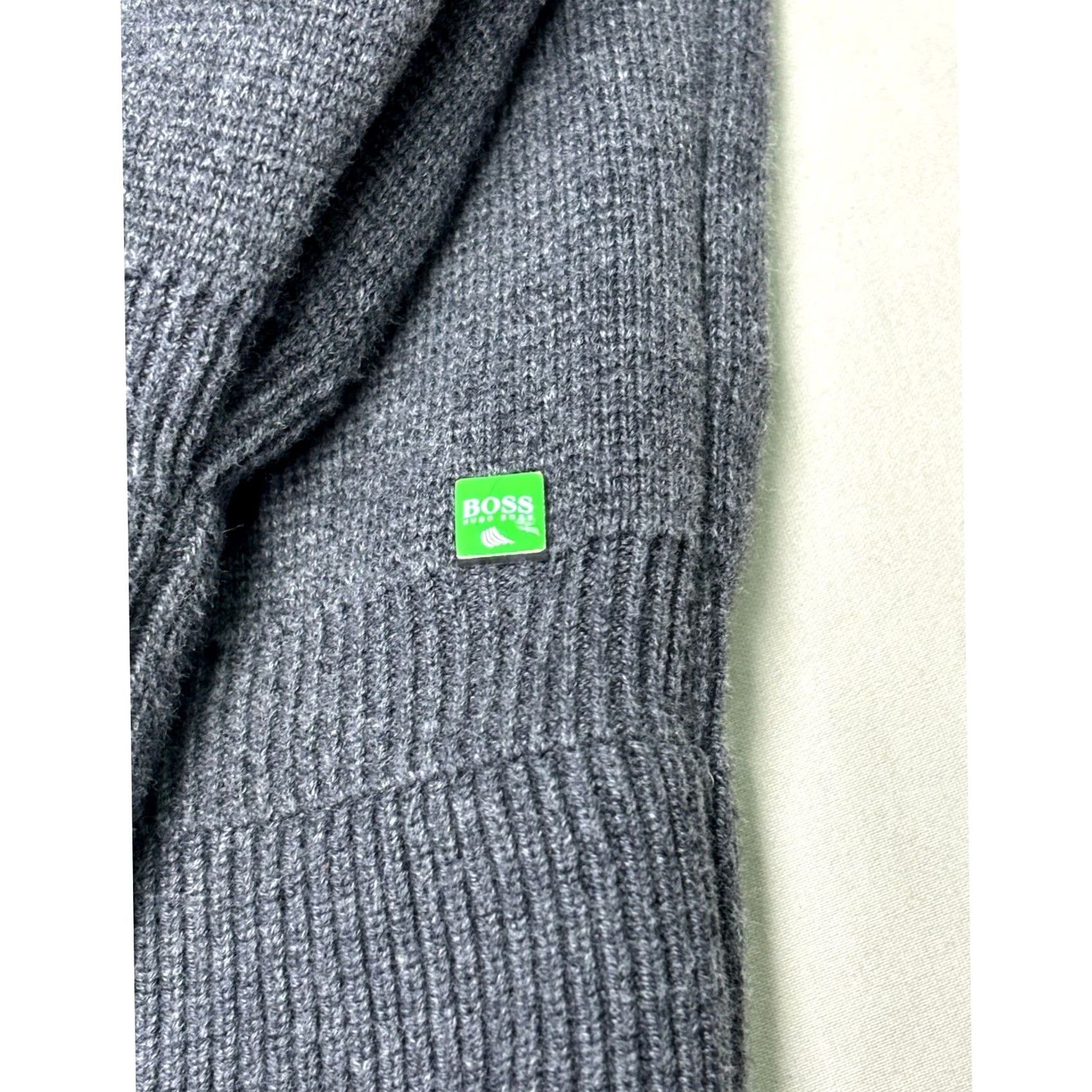 Hugo Boss HUGO BOSS Green Label Mens XL Grey Colorblock Cotton Mock Neck Sweater Logo Pullover Size US XL / EU 56 / 4 - 2 Thumbnail