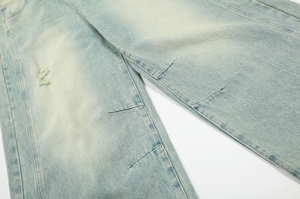 Japanese Brand × Jean Men's loose versatile casual punk washed distressed jeans Size US 34 / EU 50 - 4 Thumbnail