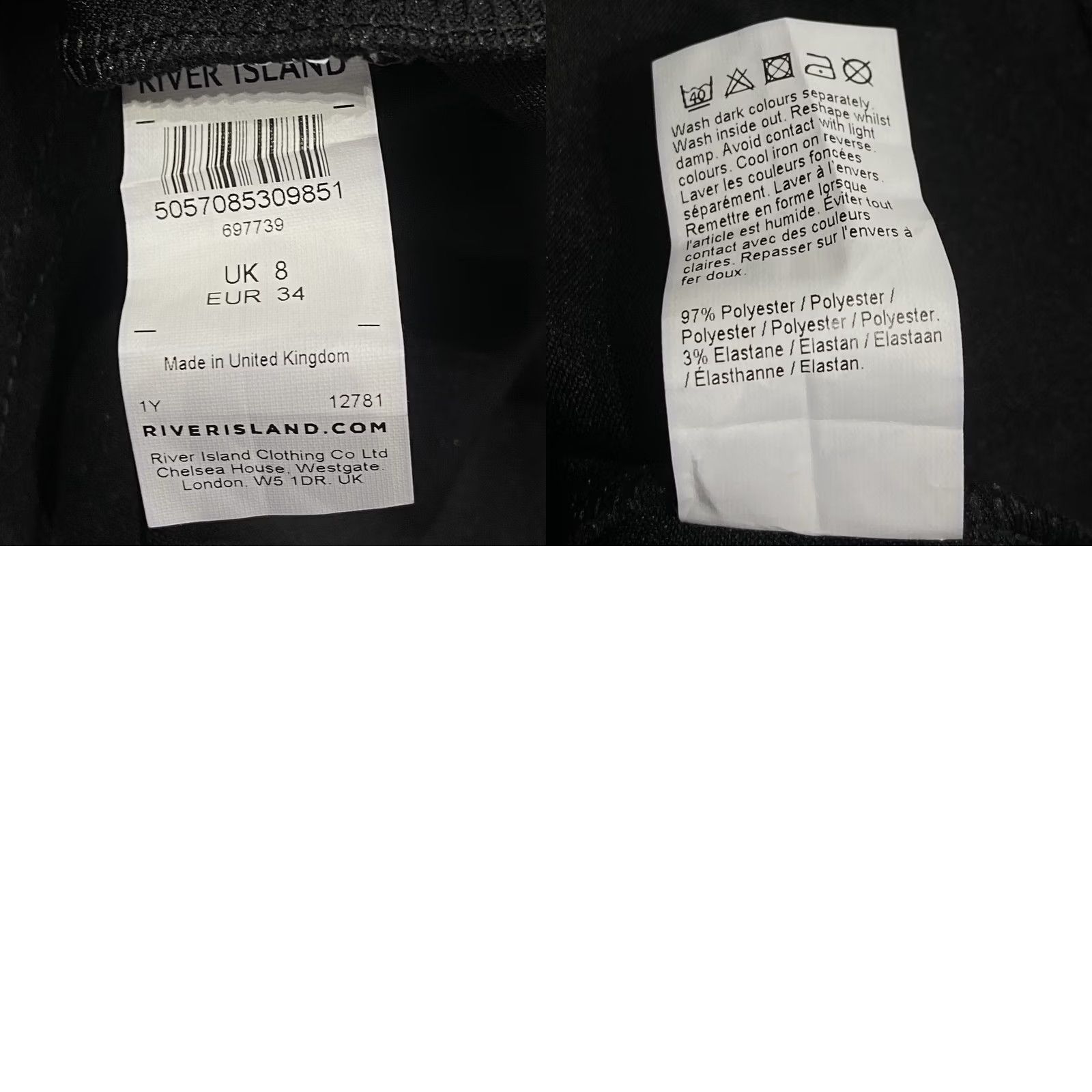 River Island VINTAGE River Island Dress UK 8 Neo Classic Off The Shoulder Black Womens (New With Defect) Size M / US 6-8 / IT 42-44 - 8 Thumbnail