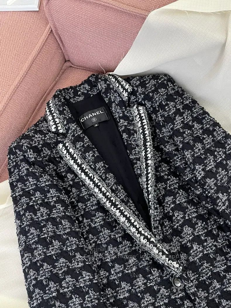 Chanel Chanel Si Forest Series Black and Silver Tweed Checkered C Size XS / US 0-2 / IT 36-38 - 2 Thumbnail