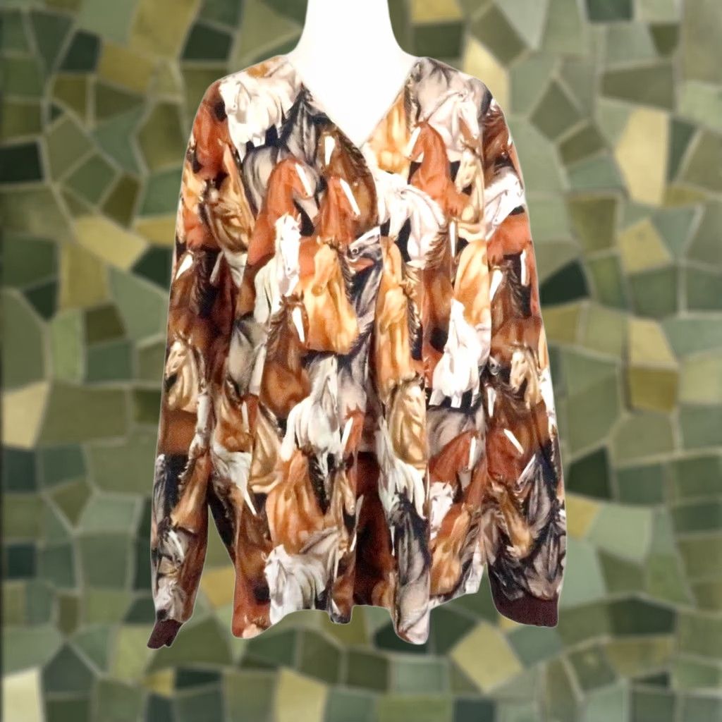 Vintage VINTAGE Brown Horse Print Flannel Pullover Long Sleeve Top XL Women Size XL / US 12-14 / IT 48-50 - 1 Thumbnail
