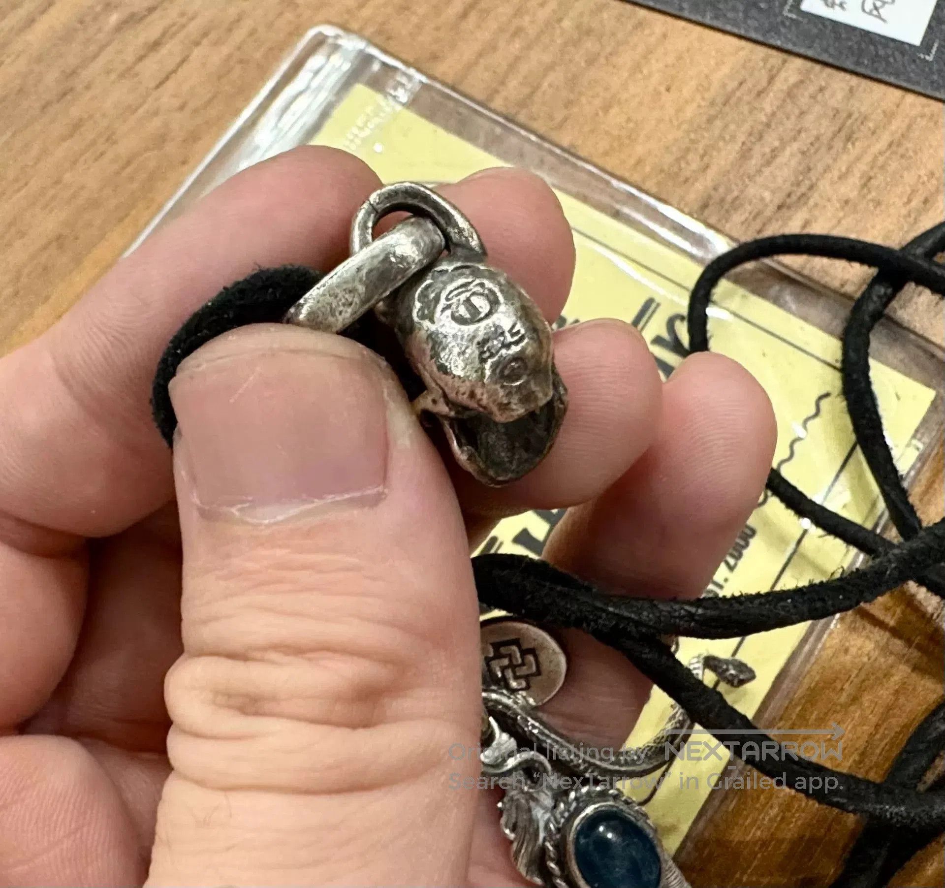 Japanese Brand Fate.Co Agate Feather Skull Pendant Necklace. Size ONE SIZE - 9 Thumbnail