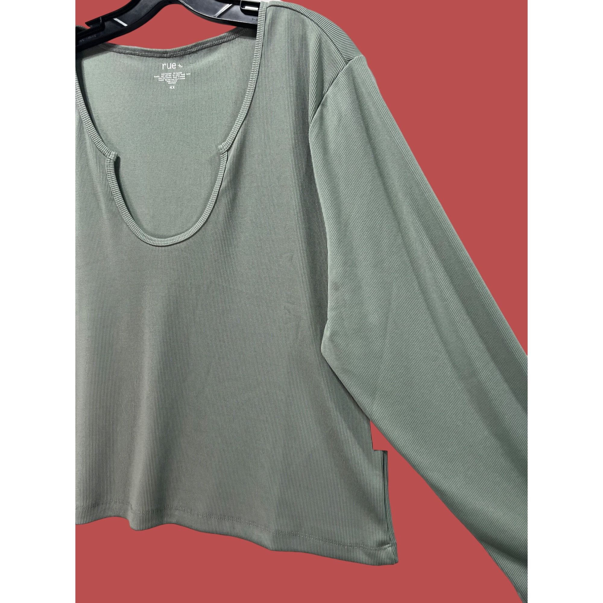 Other Rue + - Women's Long Sleeve Stretch Casual T-Shirt - Light G Size 4XL / US 24-26 - 12 Thumbnail
