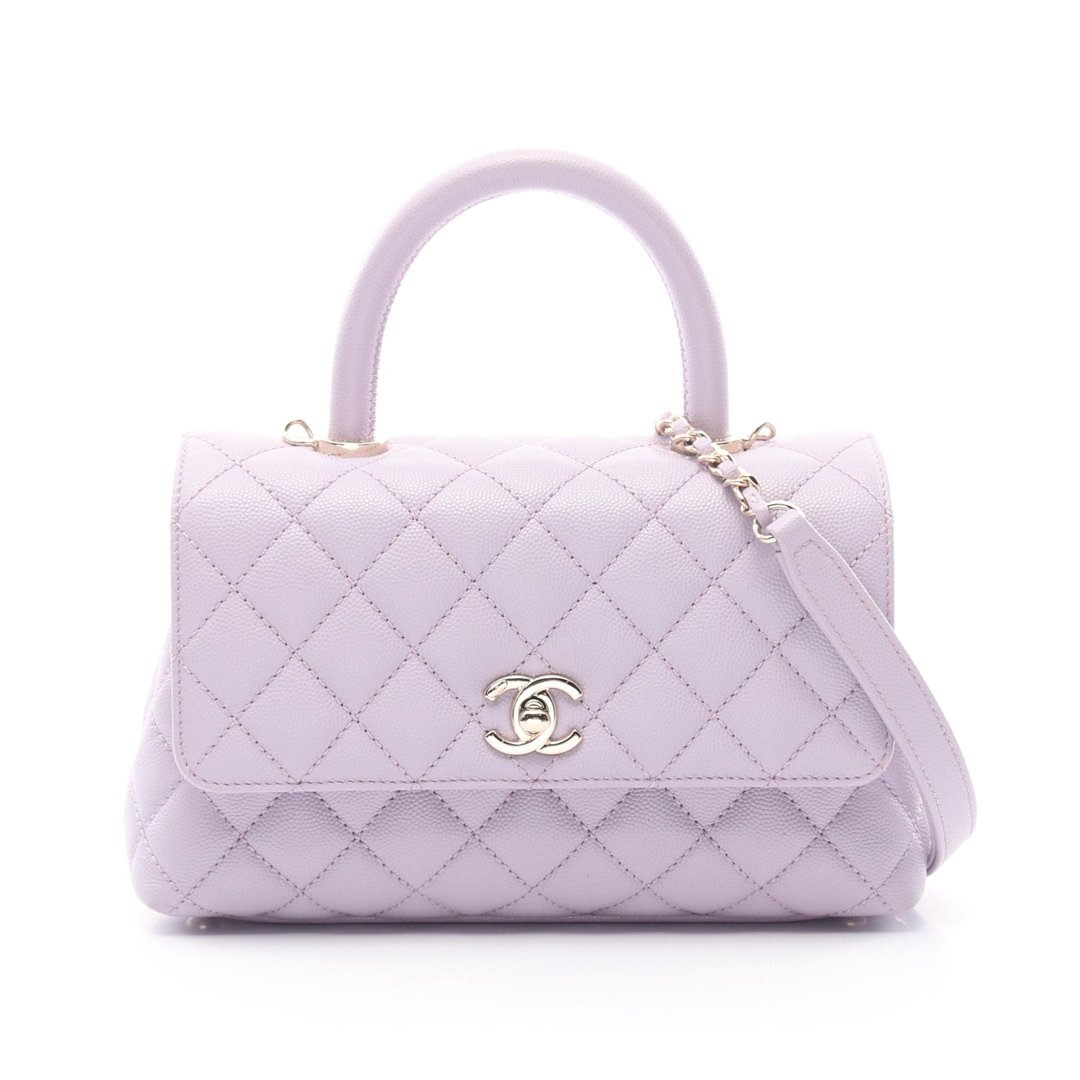 Chanel Chanel Coco Handle Flap Matelasse Handbag Caviar Skin Light Purple Gold Hardware Size ONE SIZE - 1 Thumbnail
