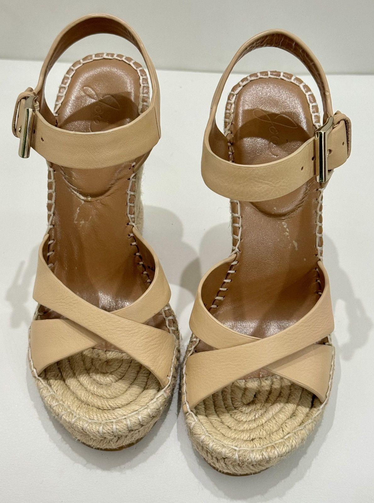 Joie Joie Beige Leather Espadrille Wedge Buckle Ankle Strap Size US 6.5 / IT 36.5 - 1 Thumbnail