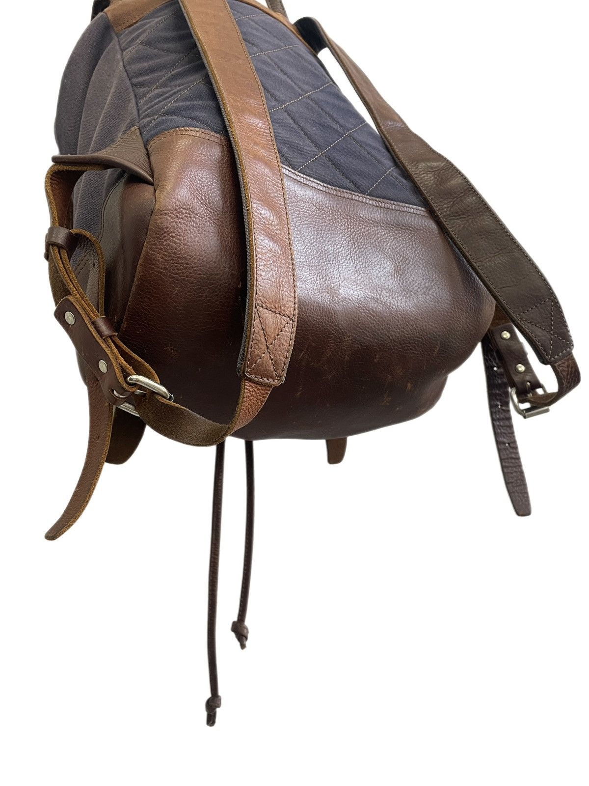 Japanese Brand Diesel style canvas leather backpack Y2K explorer style 90s Size ONE SIZE - 11 Thumbnail
