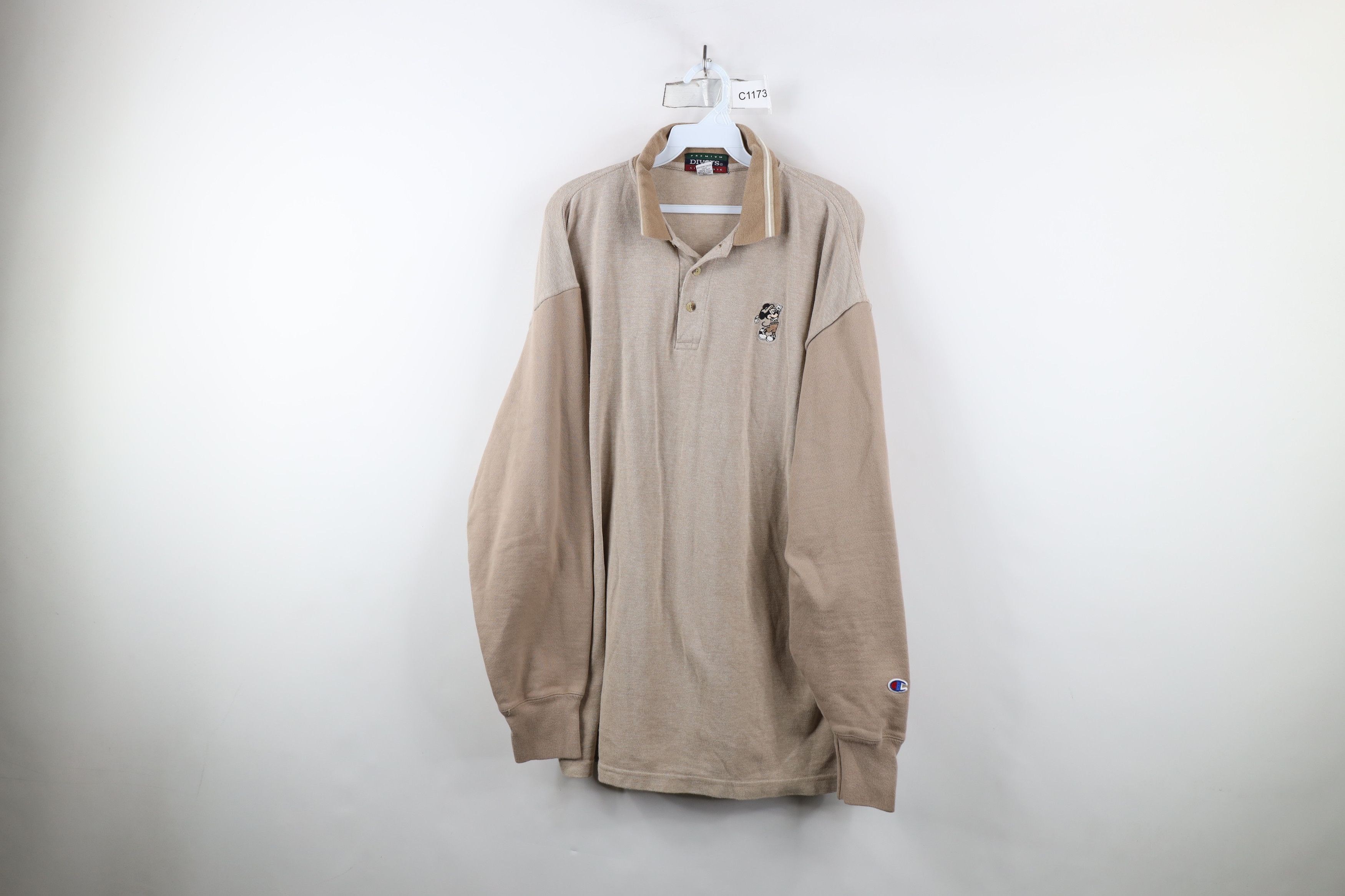 Vintage Vintage 90s Mickey Mouse Long Sleeve Golf Polo Shirt Beige Size US XXL / EU 58 / 5 - 1 Thumbnail