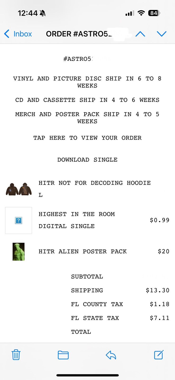 Travis Scott Travis Scott Highest In The Room Not For Decoding Hoodie Size US L / EU 52-54 / 3 - 7 Thumbnail