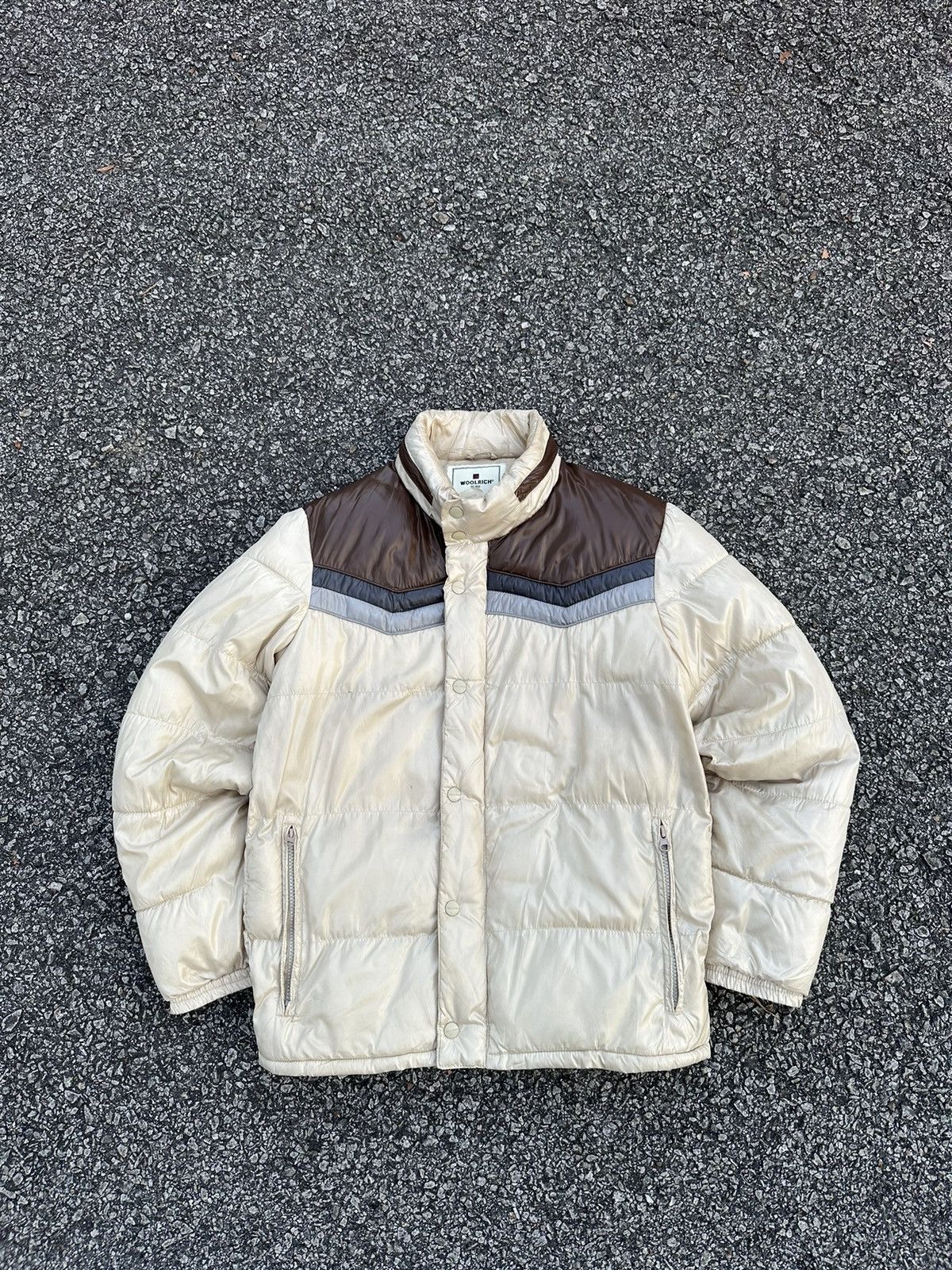 Woolrich Cream Bubble Puffer Jacket