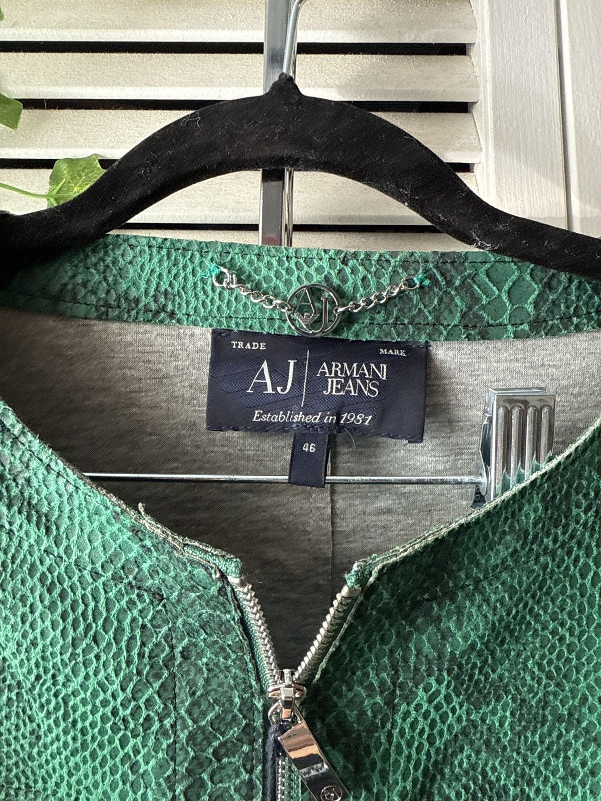 Armani SS15 Armani Jeans Green Snakeskin Blouson Jacket Size L / US 10 / IT 46 - 6 Thumbnail