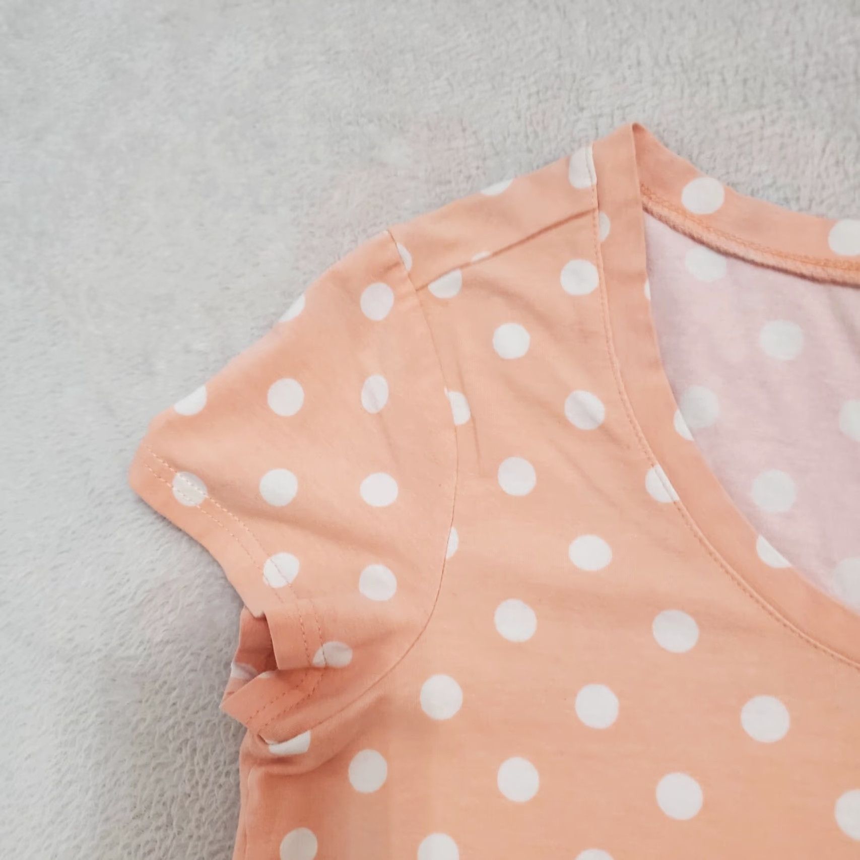 Vintage Garnet Hill Shirt Women XS Peach White Polka Dot Cap Sleeve Stretch Size XS / US 0-2 / IT 36-38 - 4 Thumbnail
