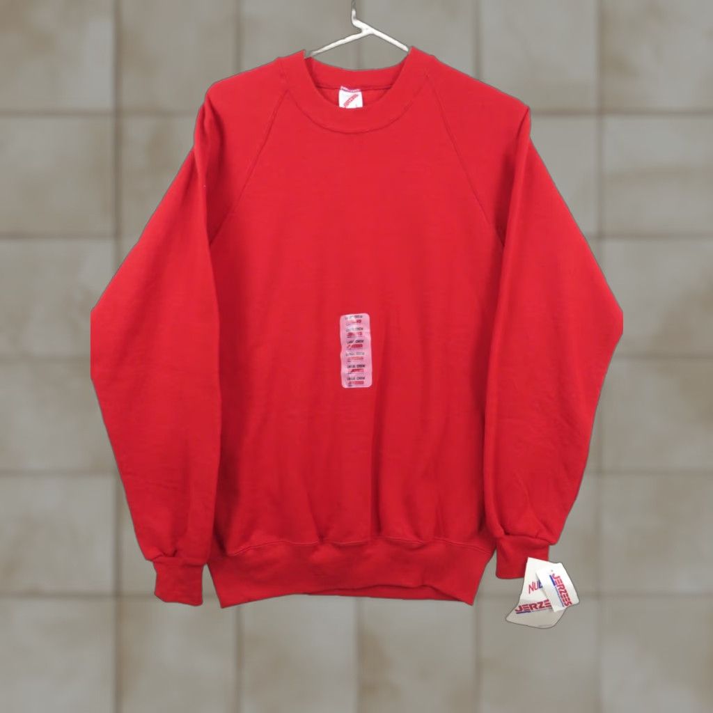 Jerzees VINTAGE Jerzees Sweatshirt Mens L Red Crew Neck Long Sleeve Made in USA New With Tags Size US L / EU 52-54 / 3 - 1 Thumbnail