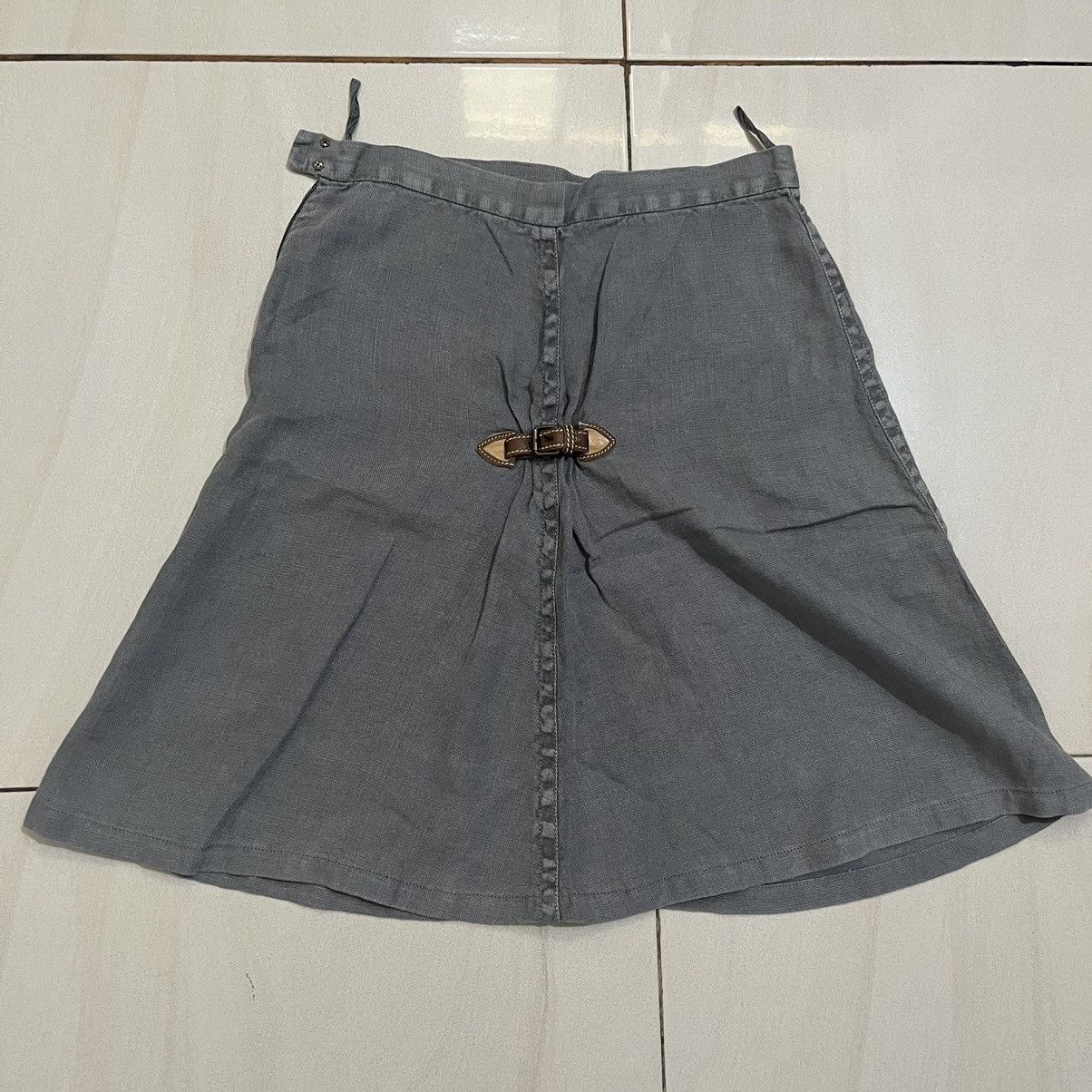 Miu Miu Miu Miu Midi Poplin Grey linen Skirt Size 27" / US 4 / IT 40 - 6 Thumbnail